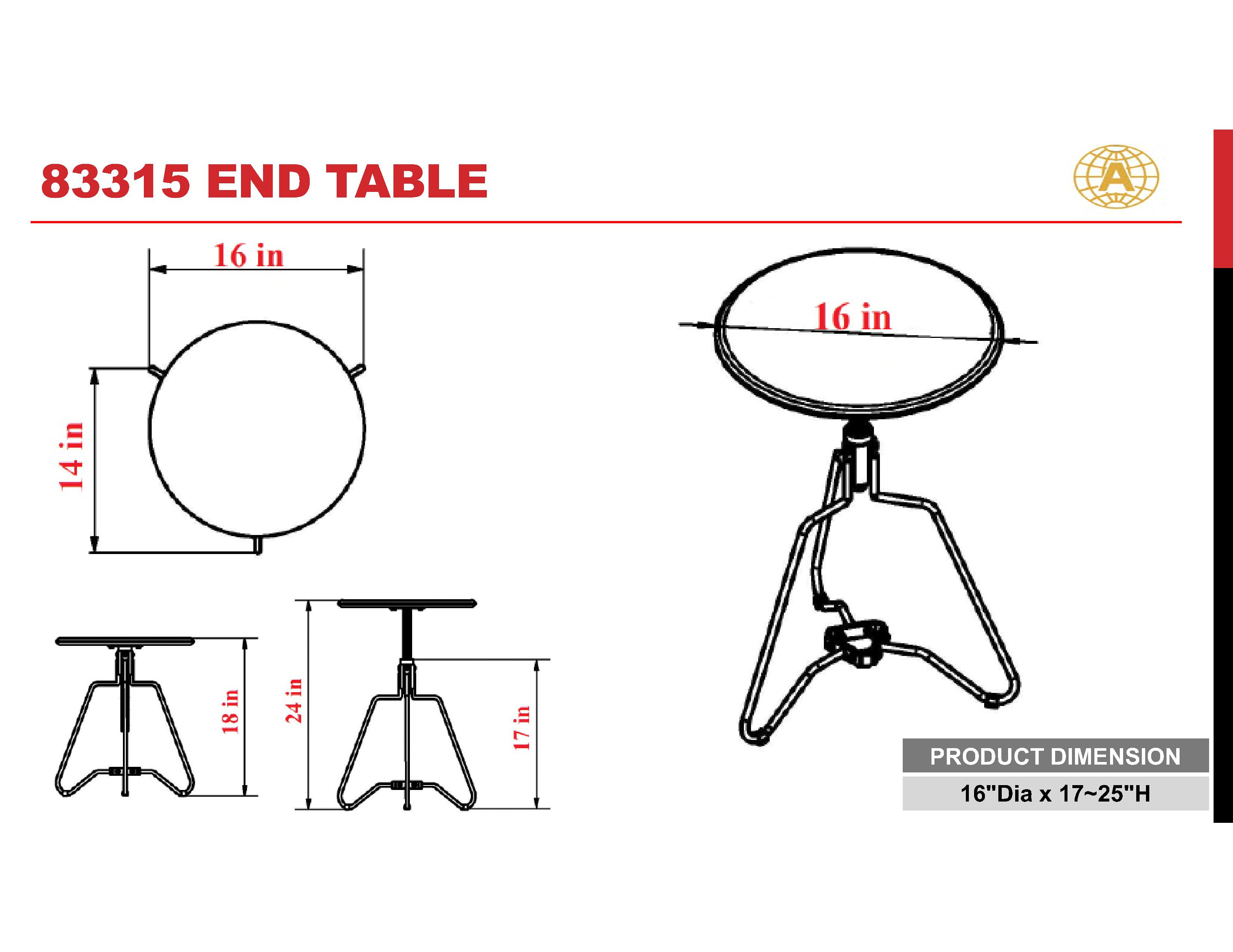 Espresso and Sandy Black End Table with Adjustable Height Top