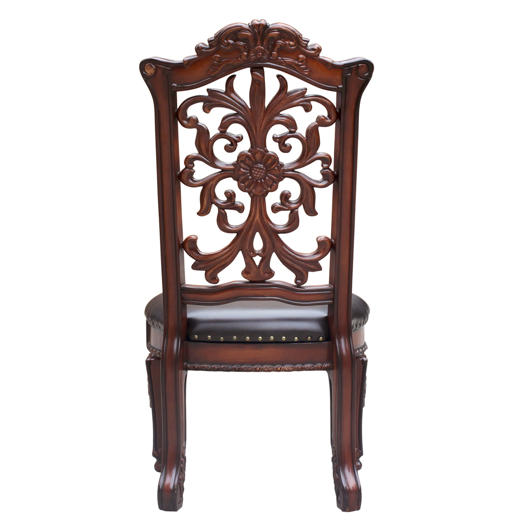 Brown and Cherry Side Chair with Nailhead Trim (Set of 2)