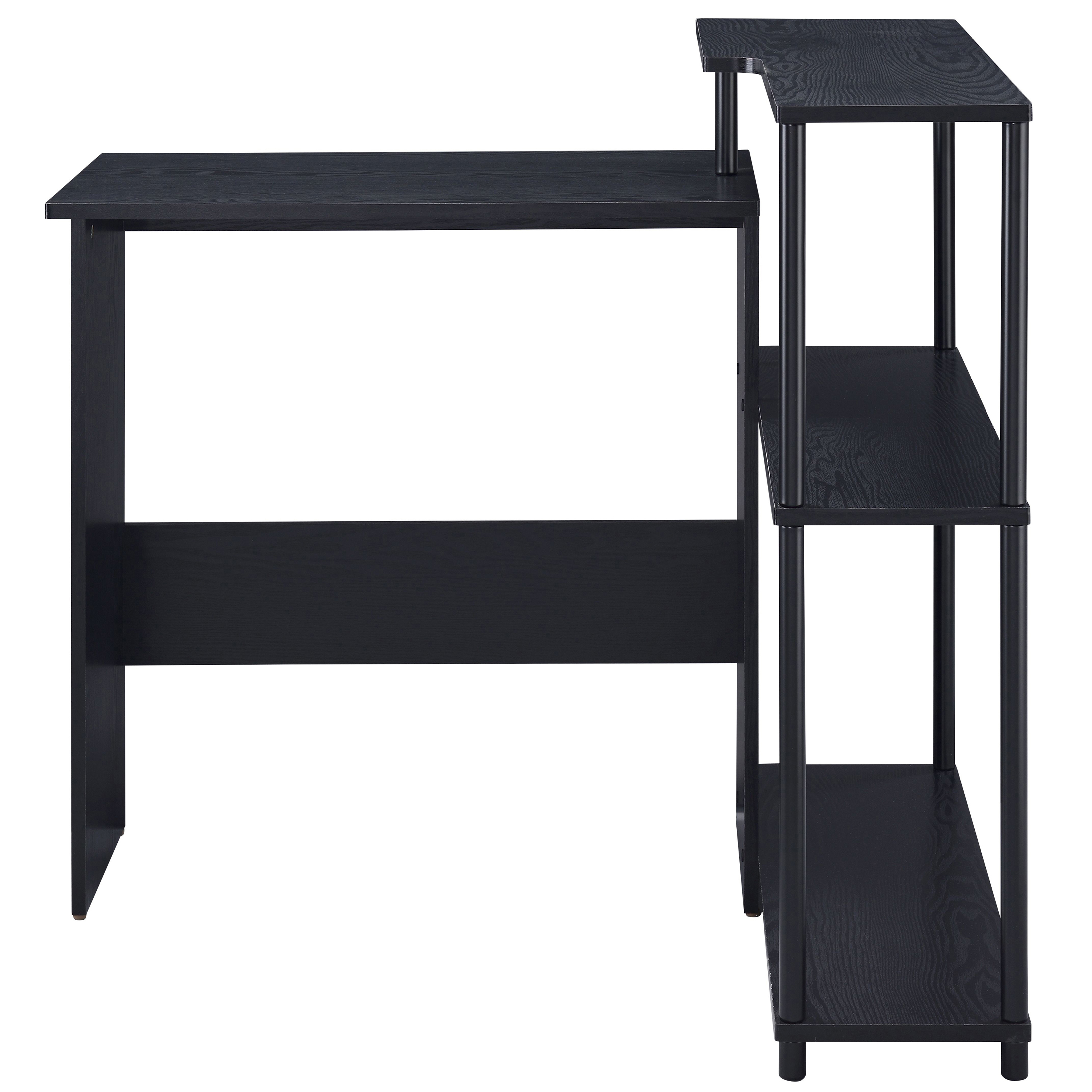 Black Office Desk with Bookshelf