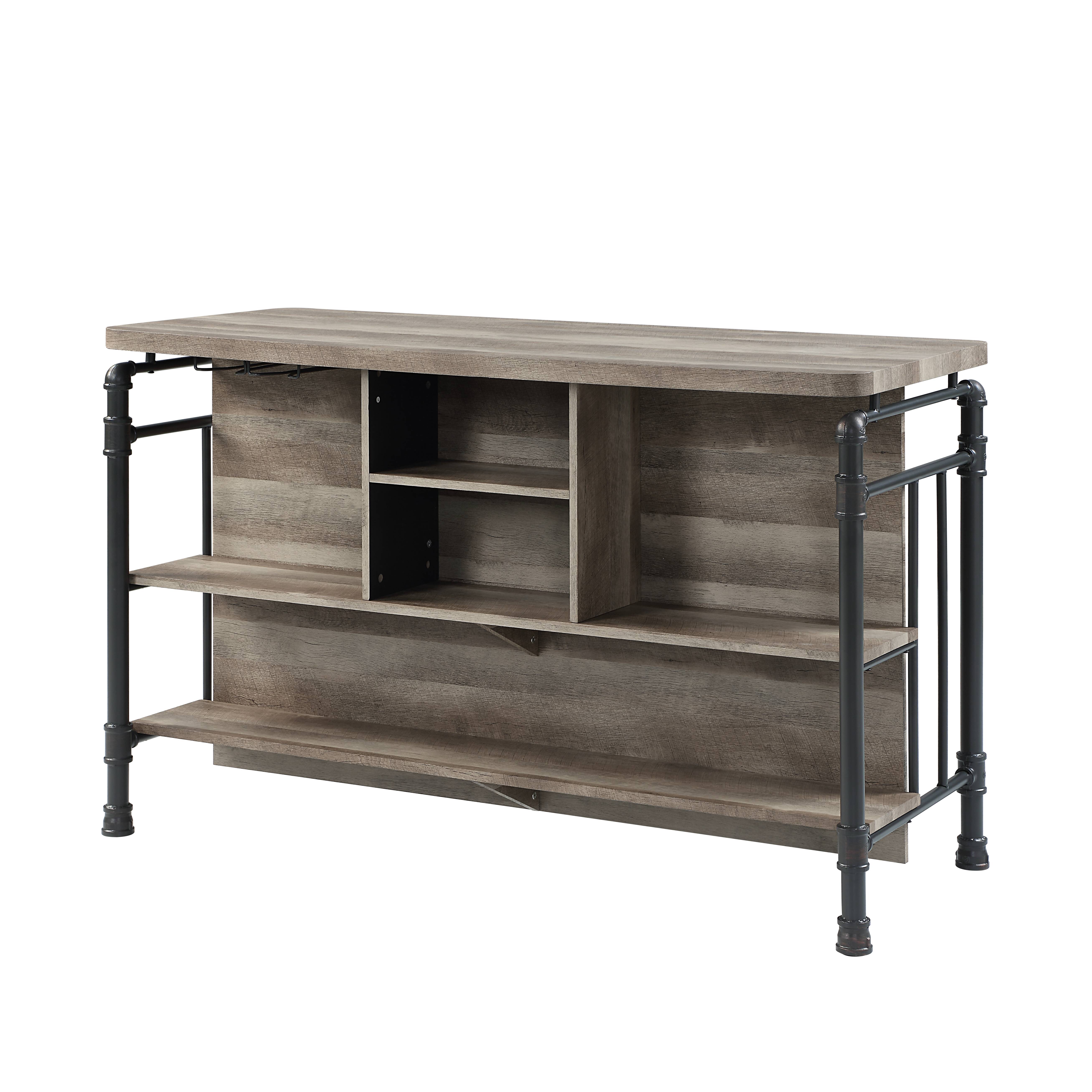 Antique Oak and Sandy Grey 5-Shelf Kitchen Island