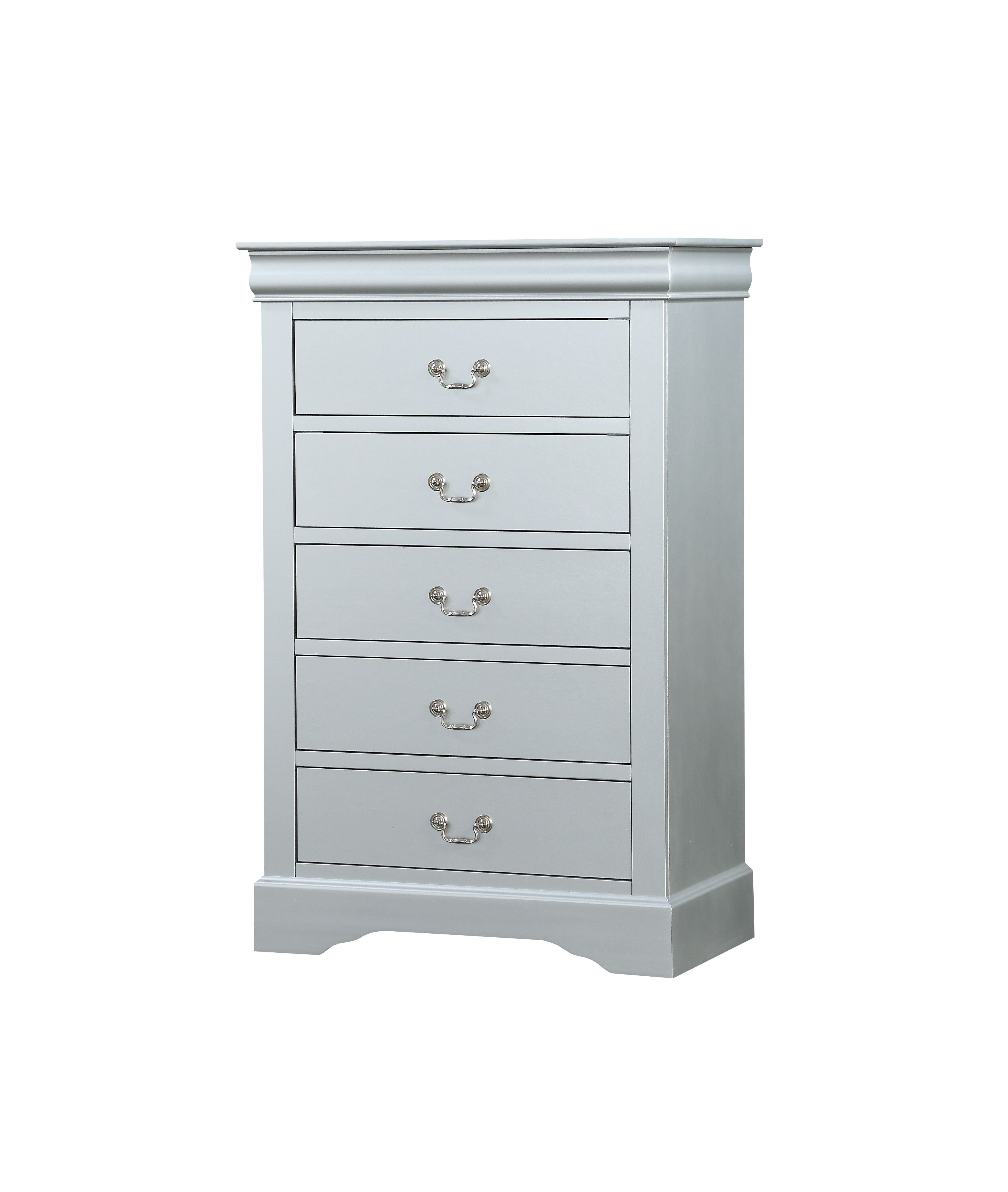 Platinum 5-Drawer Chest with Metal Handles