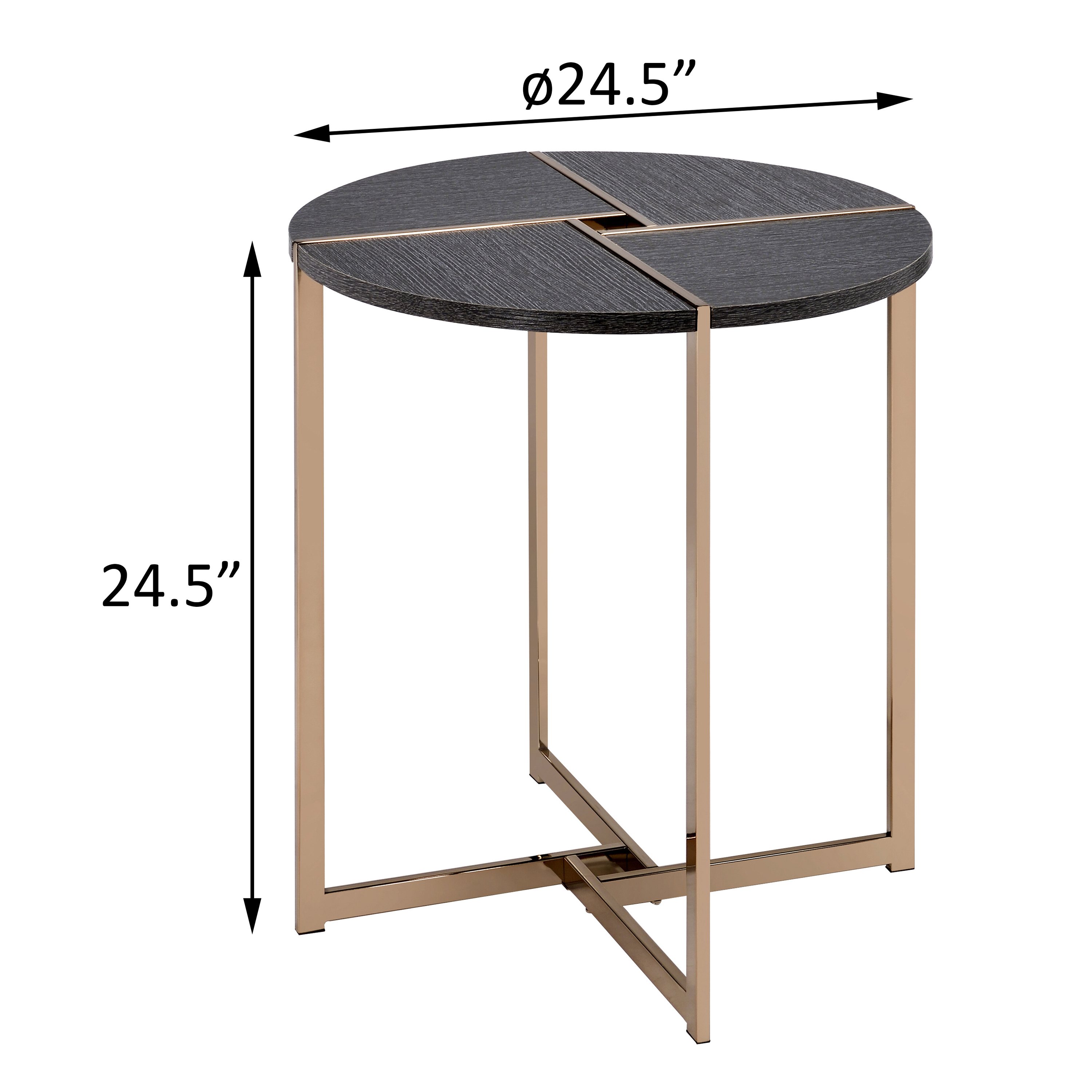 Black and Champagne Round End Table