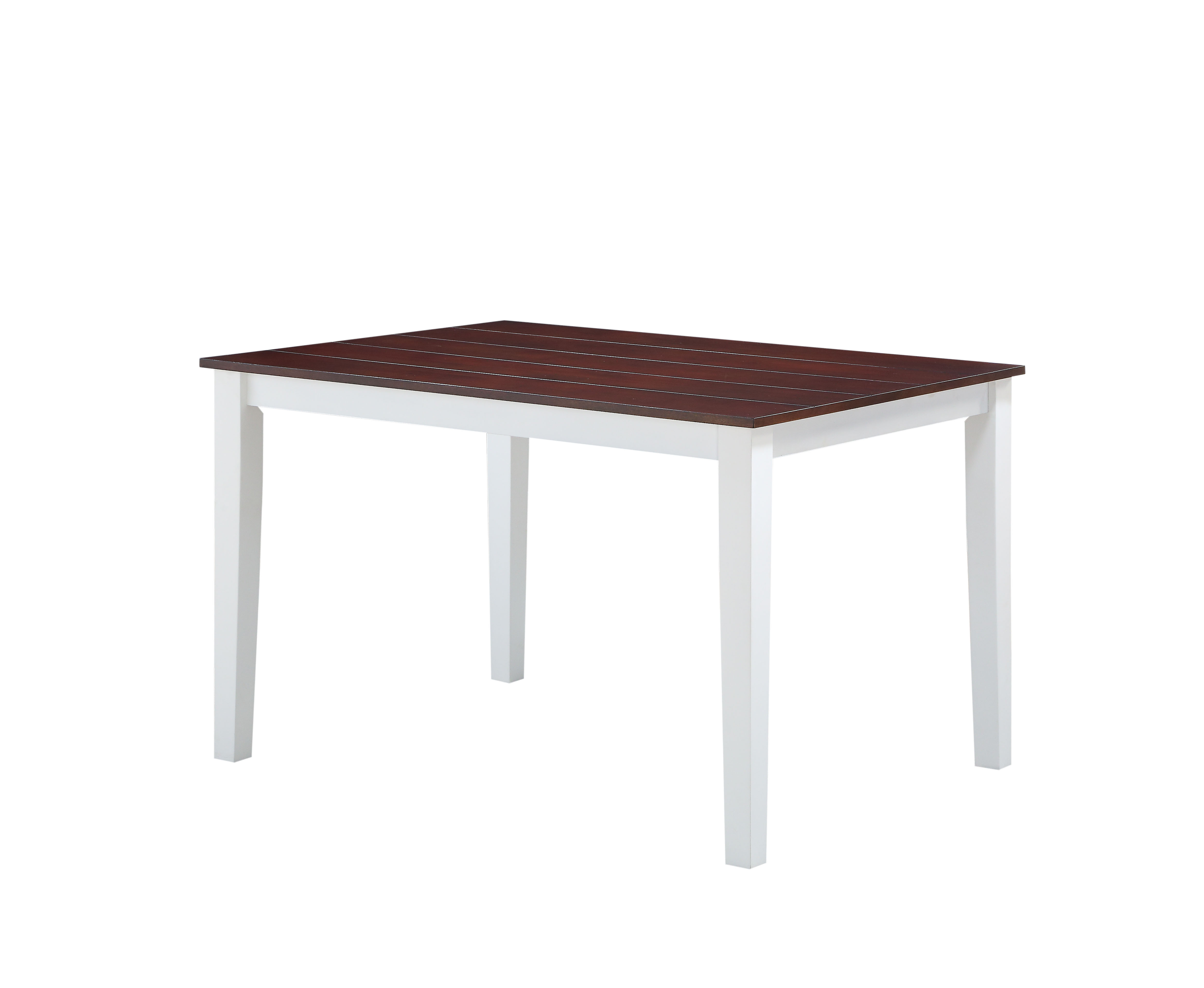 White and Walnut Dining Table with Tapered Leg