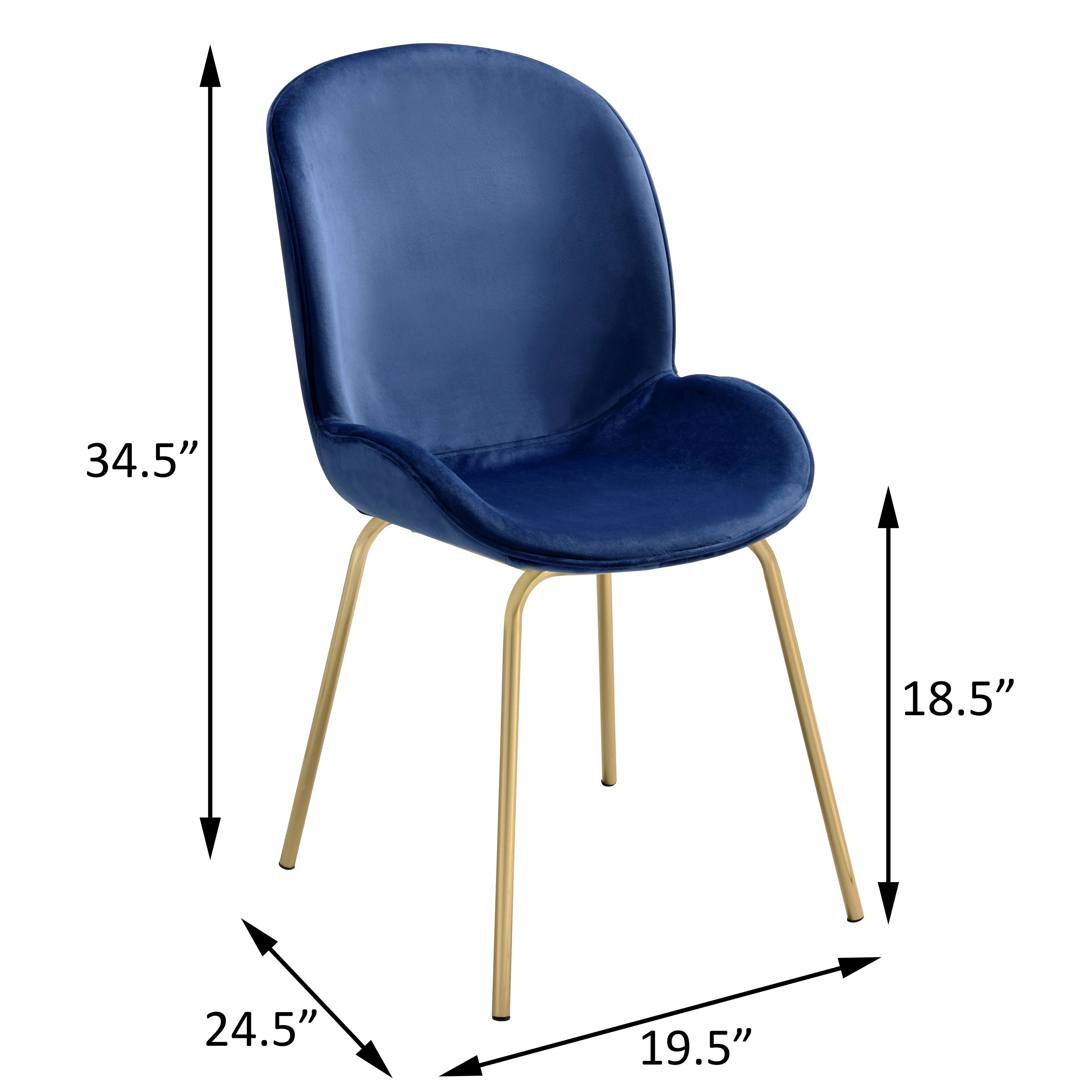 Blue and Gold Solid Back Side Chairs (Set of 2)