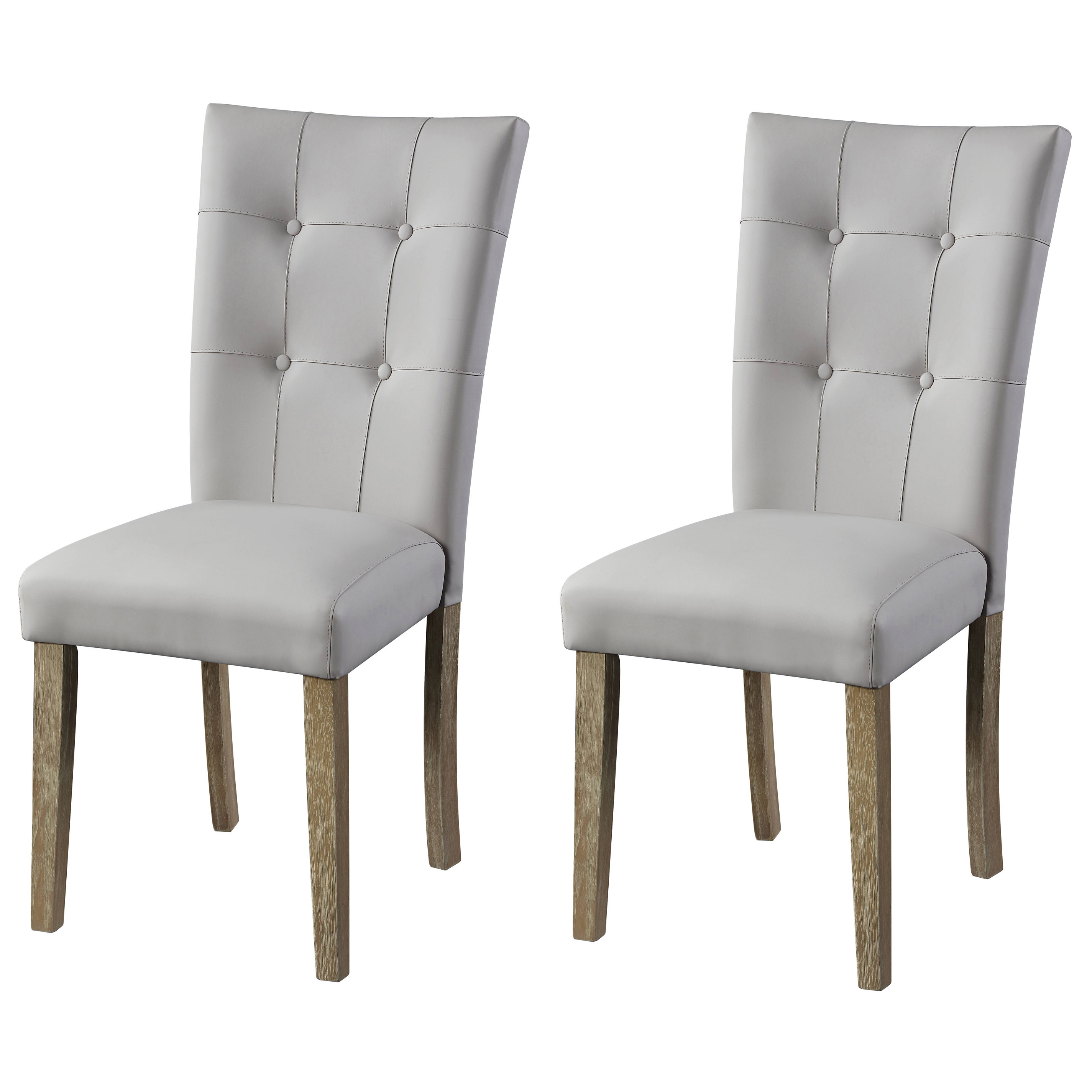 Grey and Oak Tufted Back Side Chairs (Set of 2)