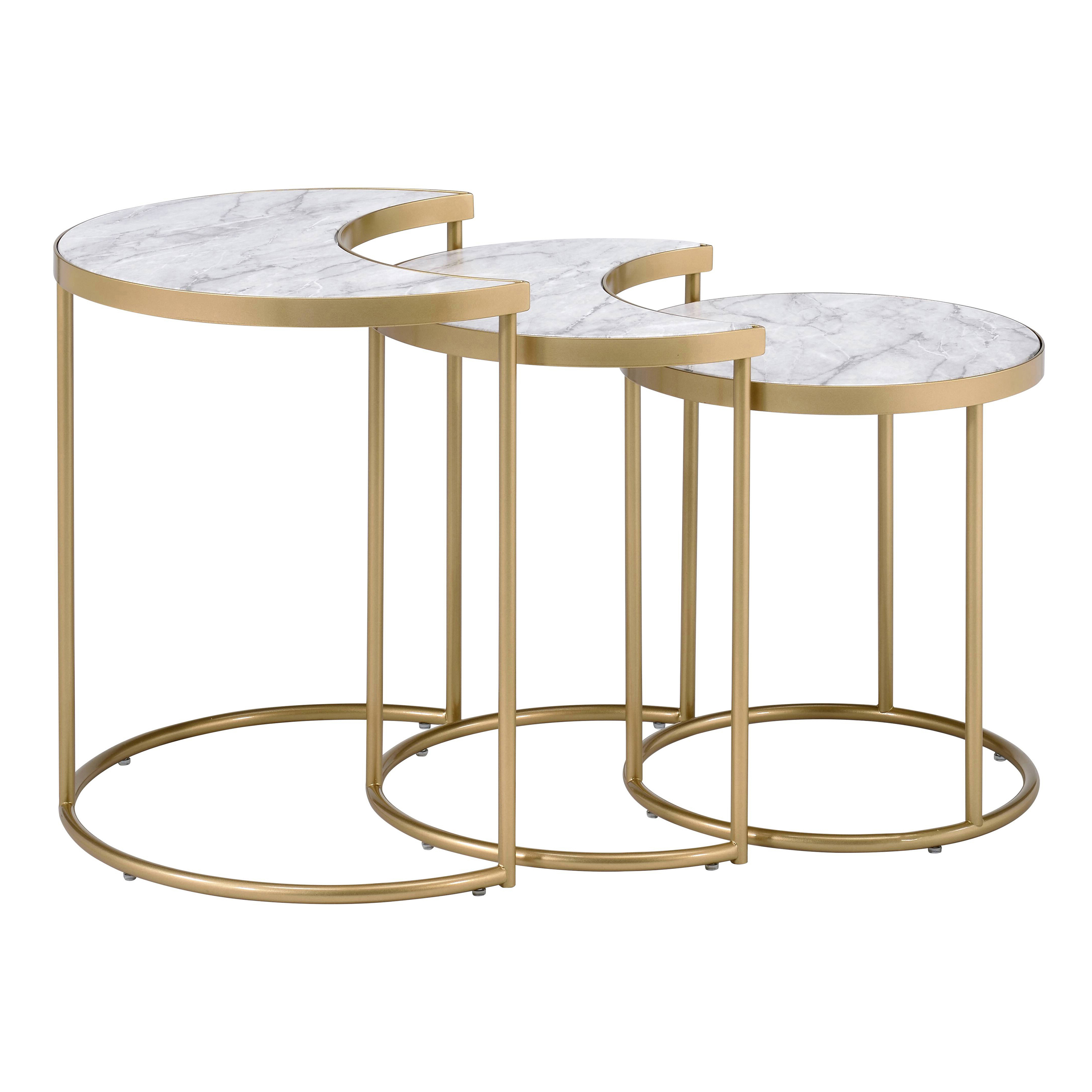 White and Gold 3-piece Nesting Tables