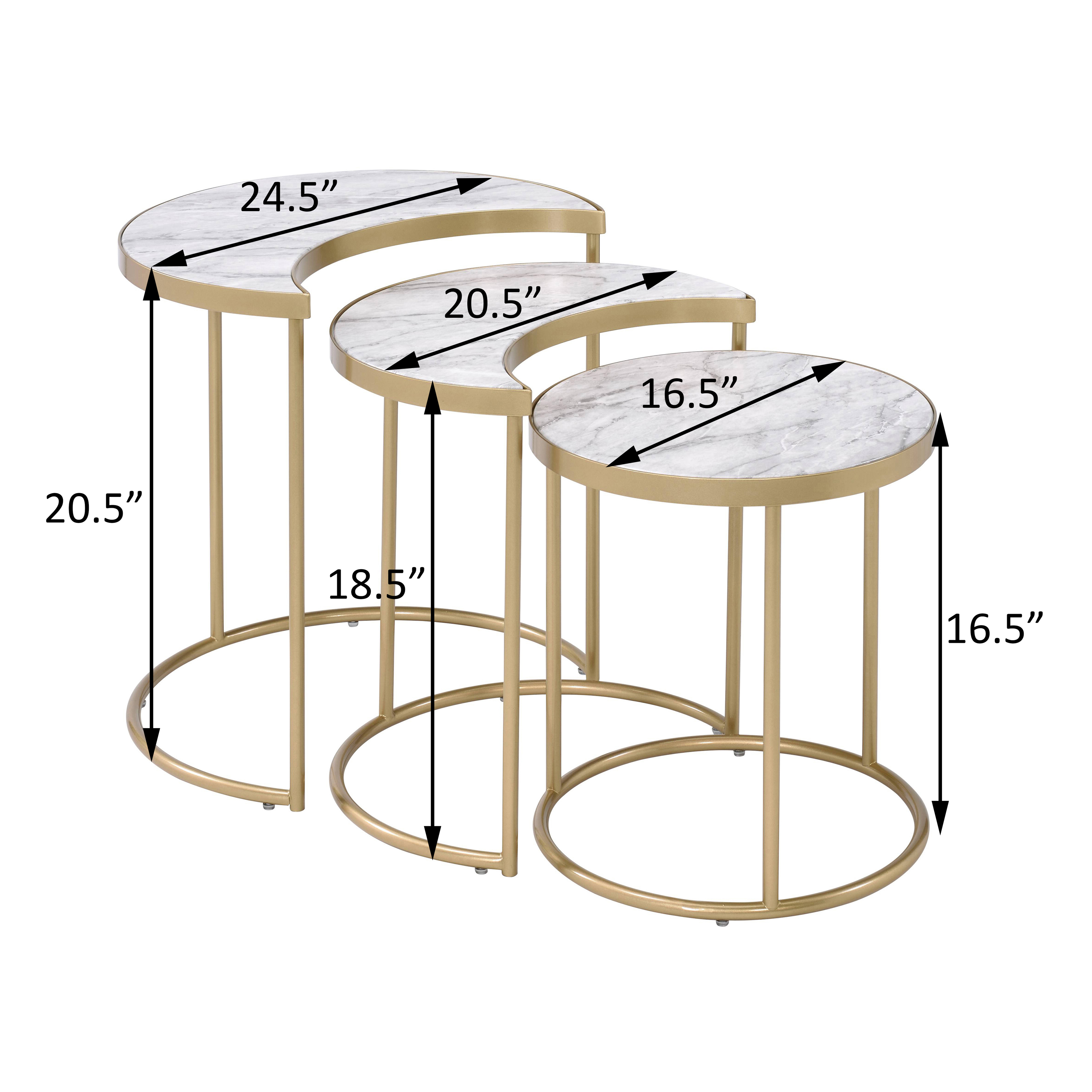 White and Gold 3-piece Nesting Tables