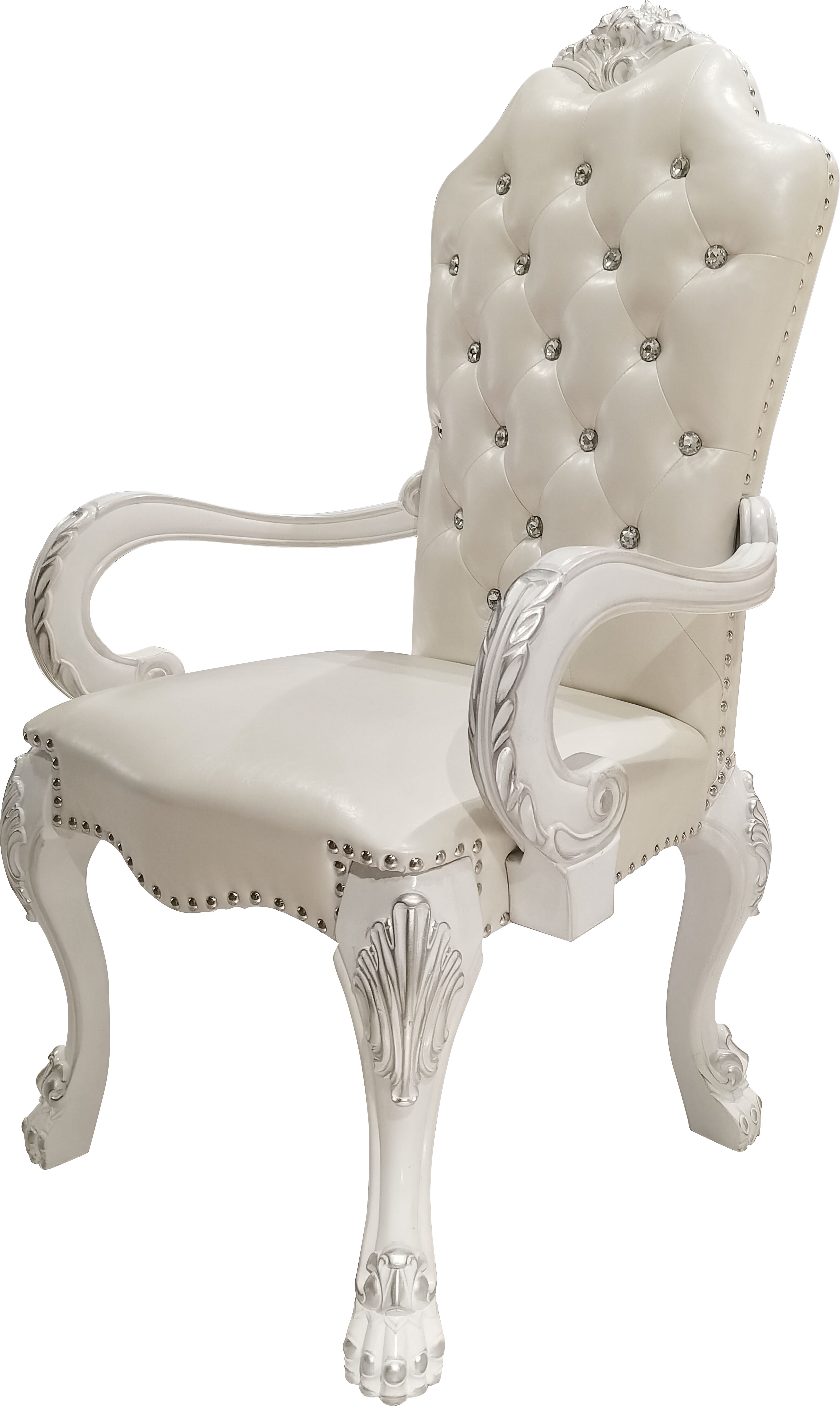 Ivory and Bone White Arm Chair with Button Tufted (Set of 2)