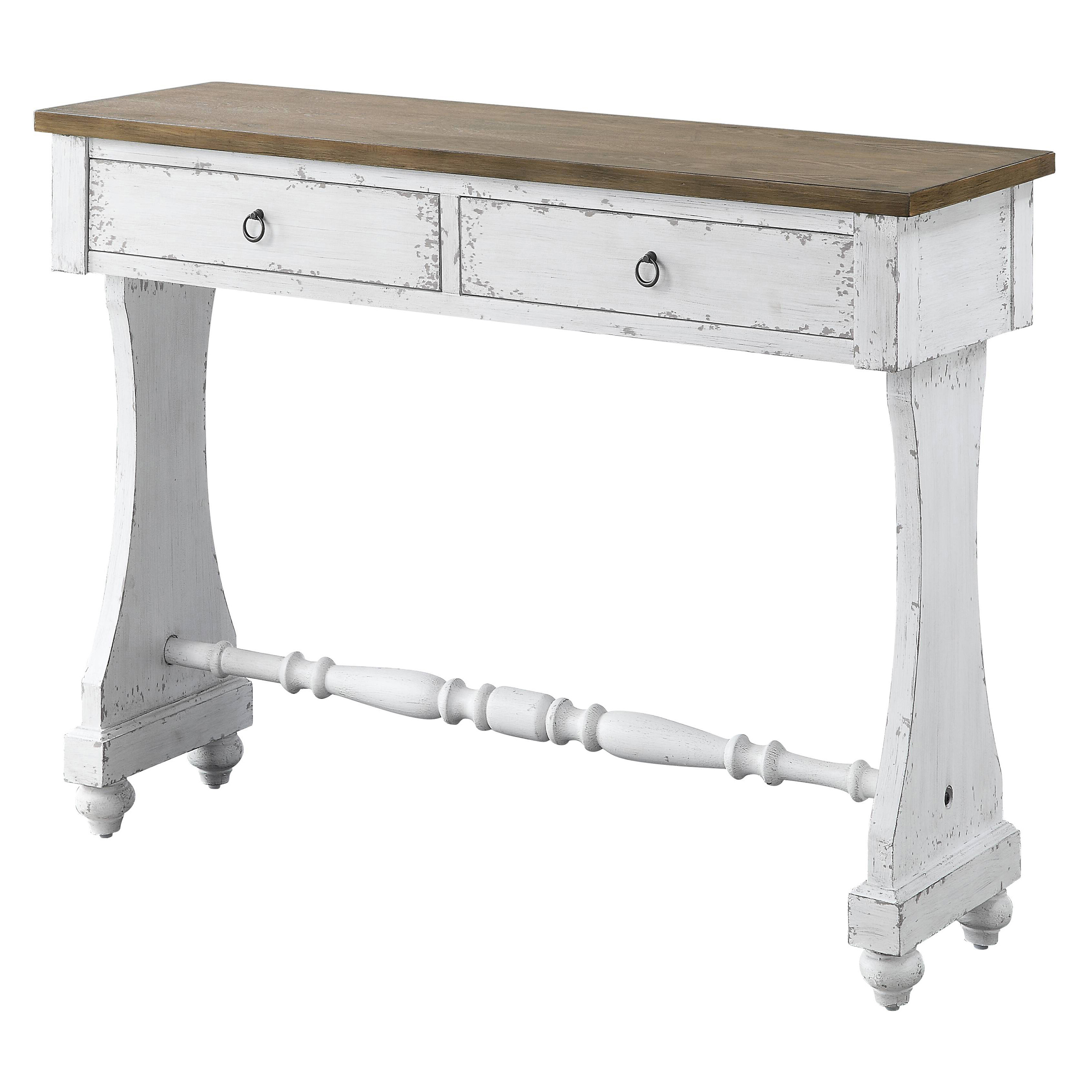 Antique White 2-drawer Console Table