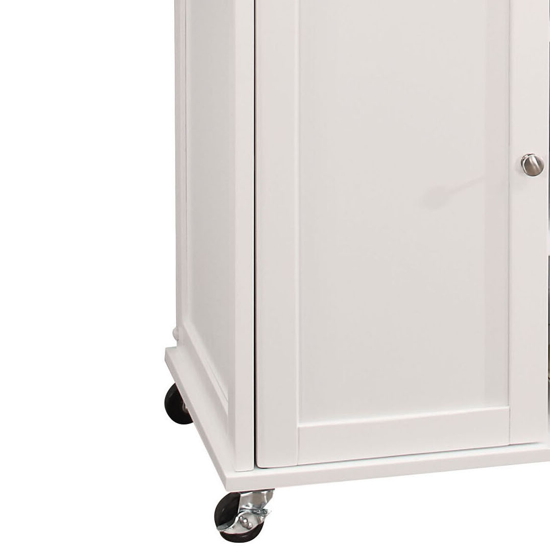 Natural and White 2-Door Kitchen Cart with 2 Drawers