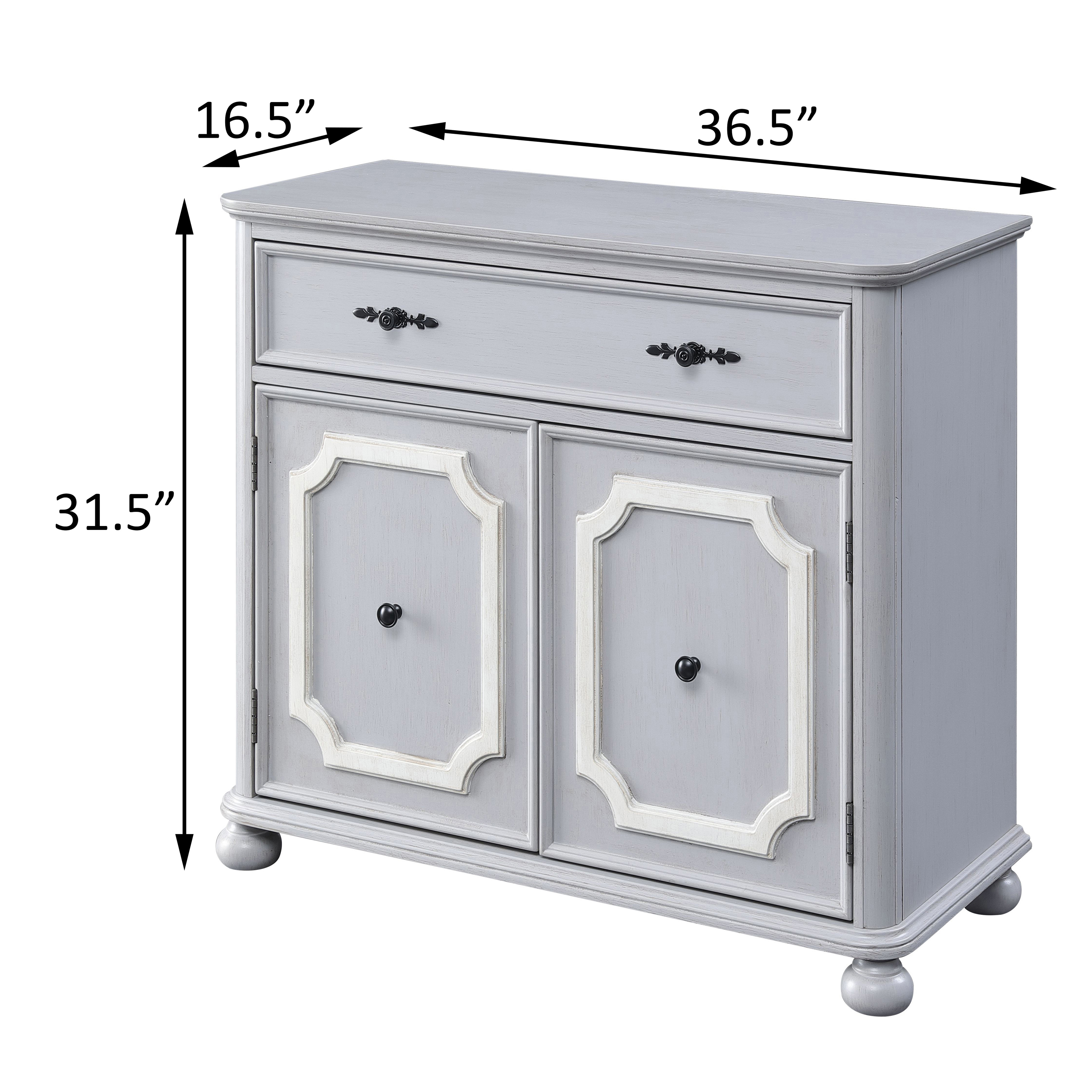 Grey 2-door Accent Cabinet with 1 Drawer