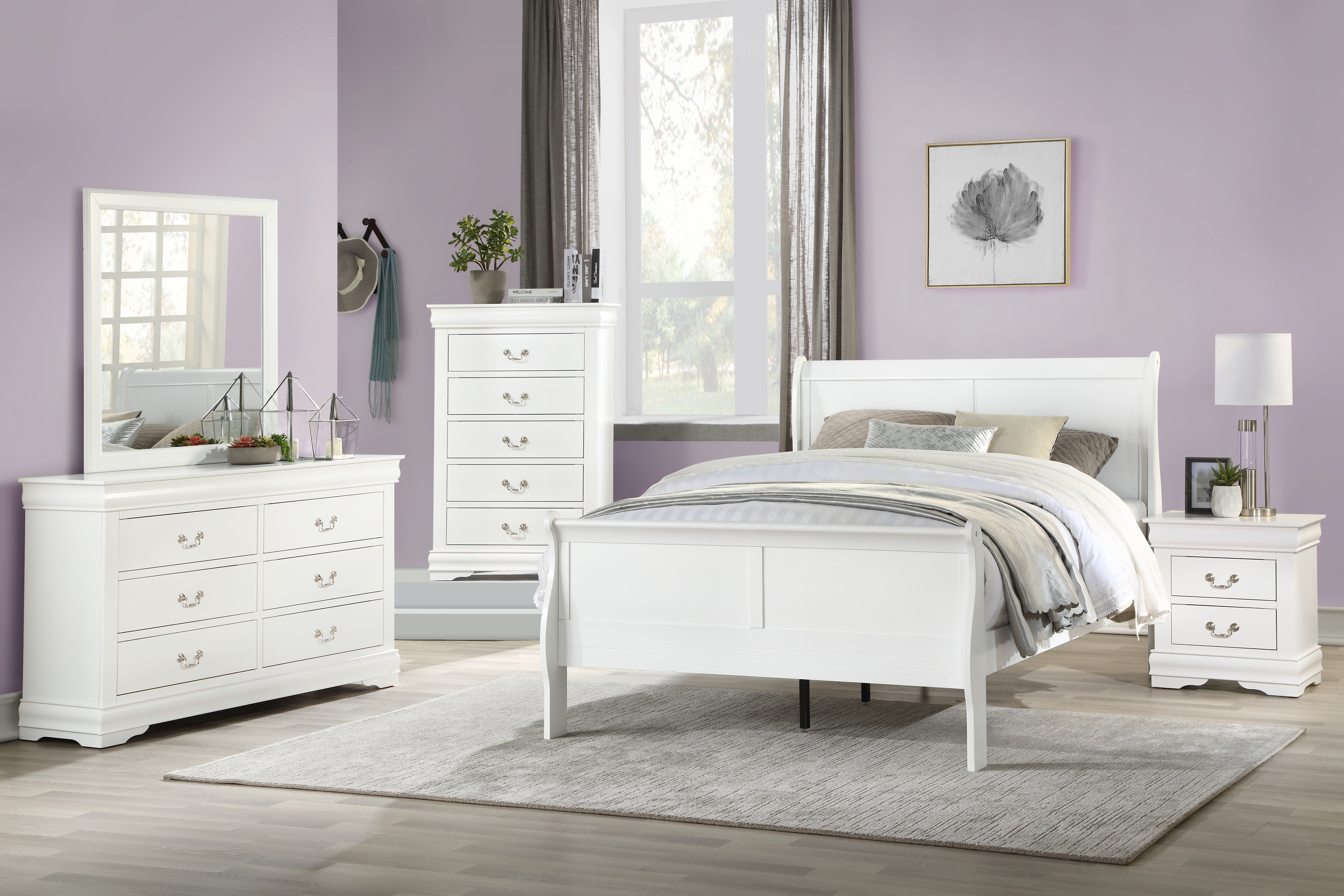 White 5-Drawer Chest with Metal Handles