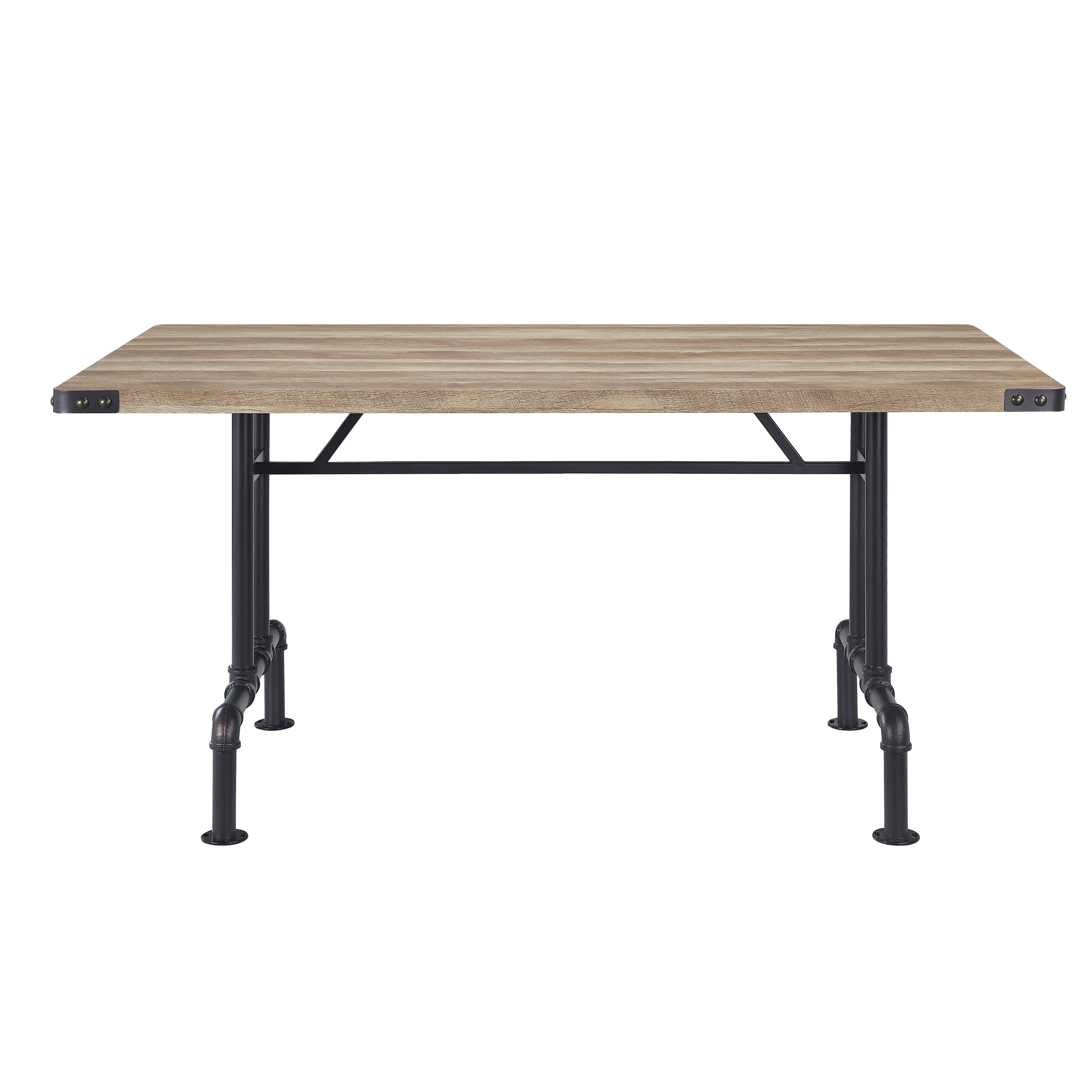 Oak and Sandy Black Dining Table with Metal Leg