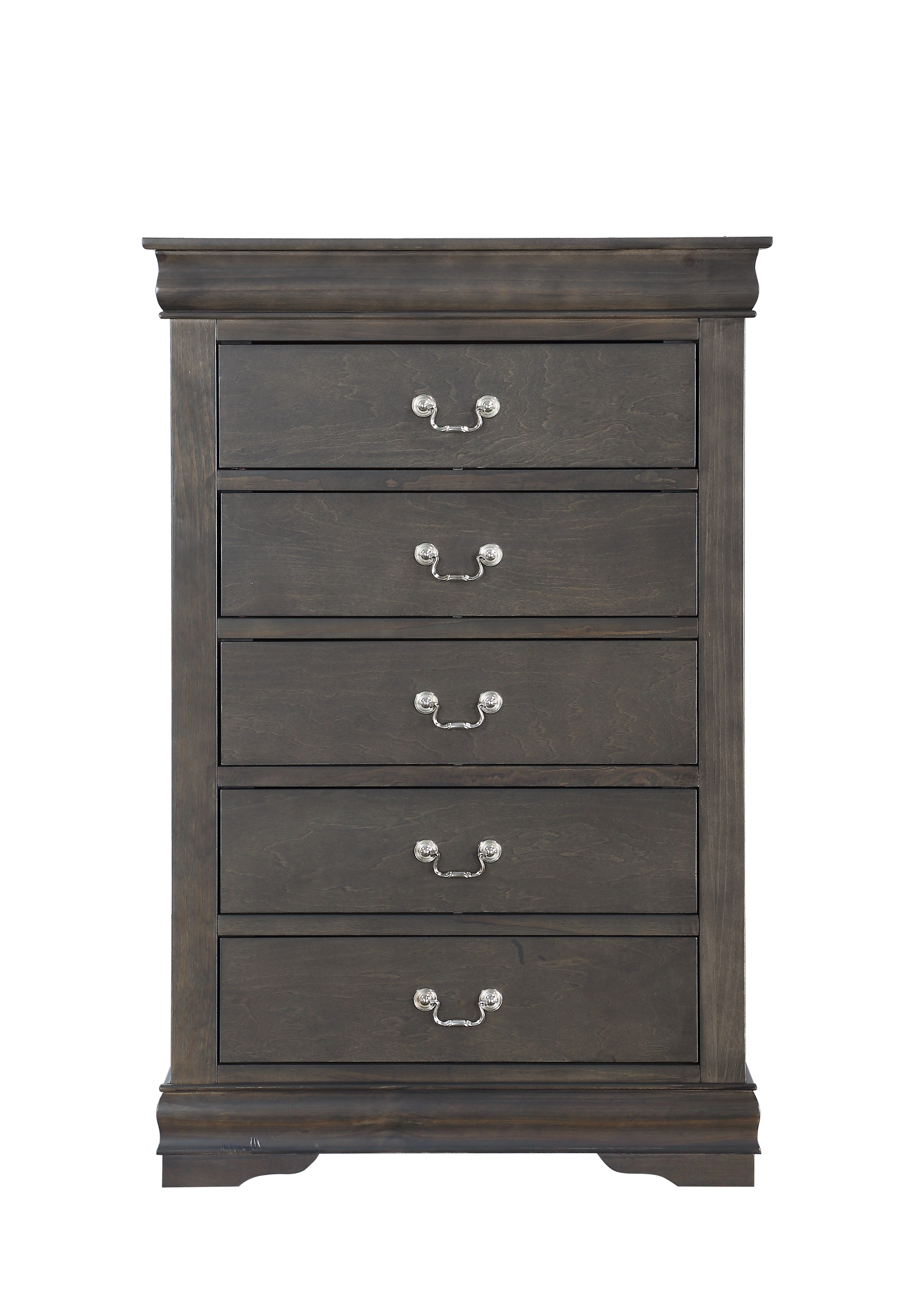 Dark Grey 5-Drawer Chest with Metal Handles