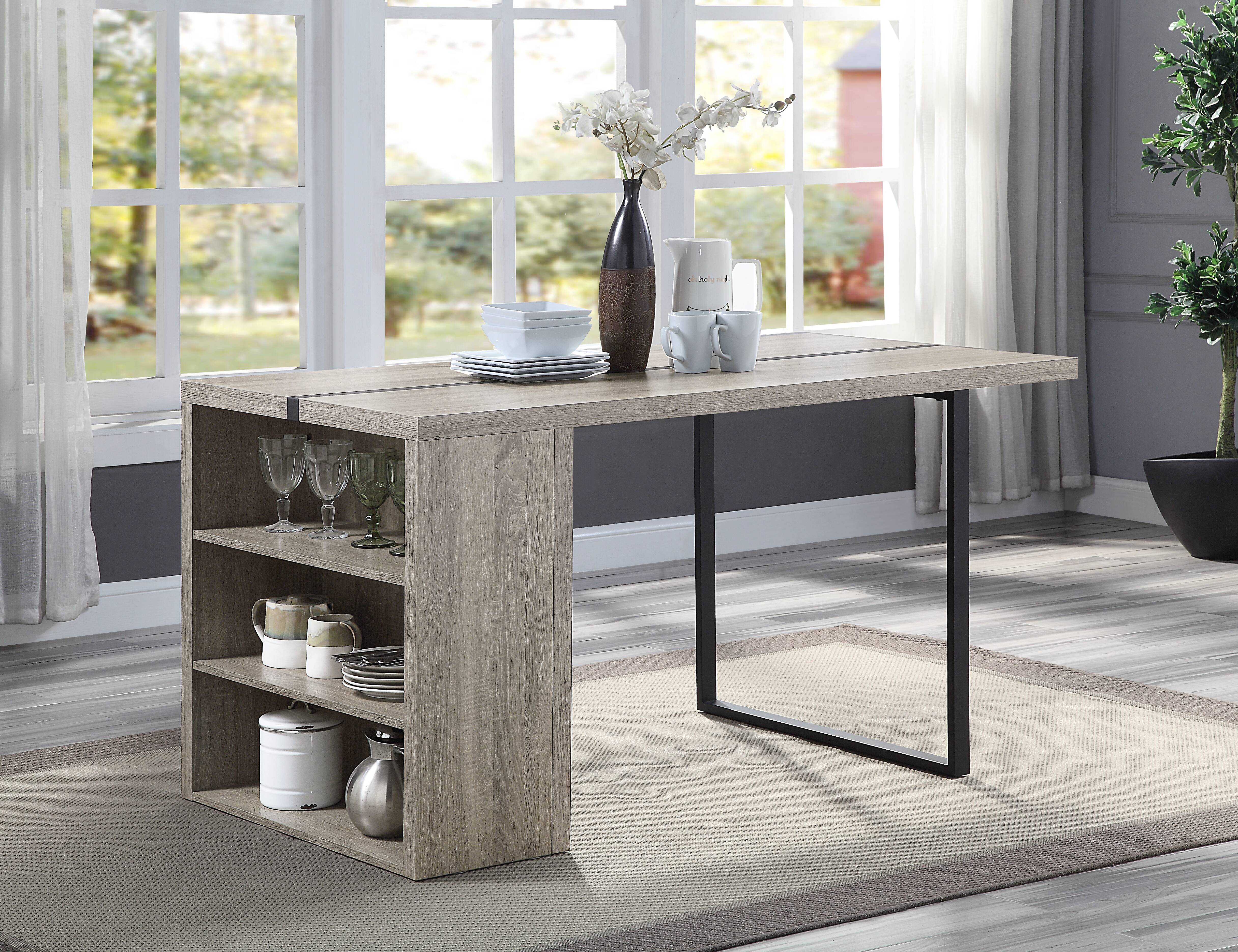 Grey Oak and Black 2- Shelf Dining Table