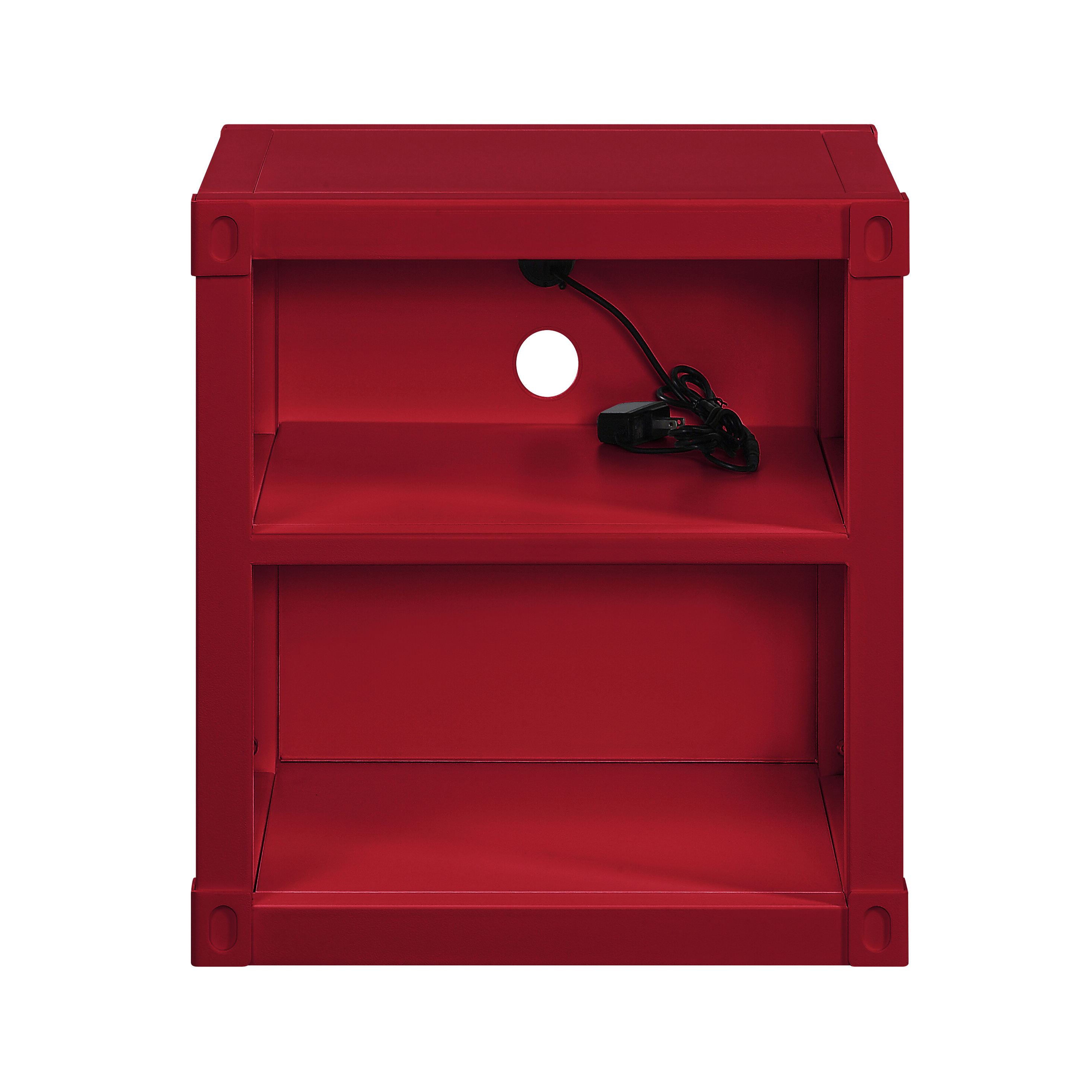 Red Nightstand with Open Shelf