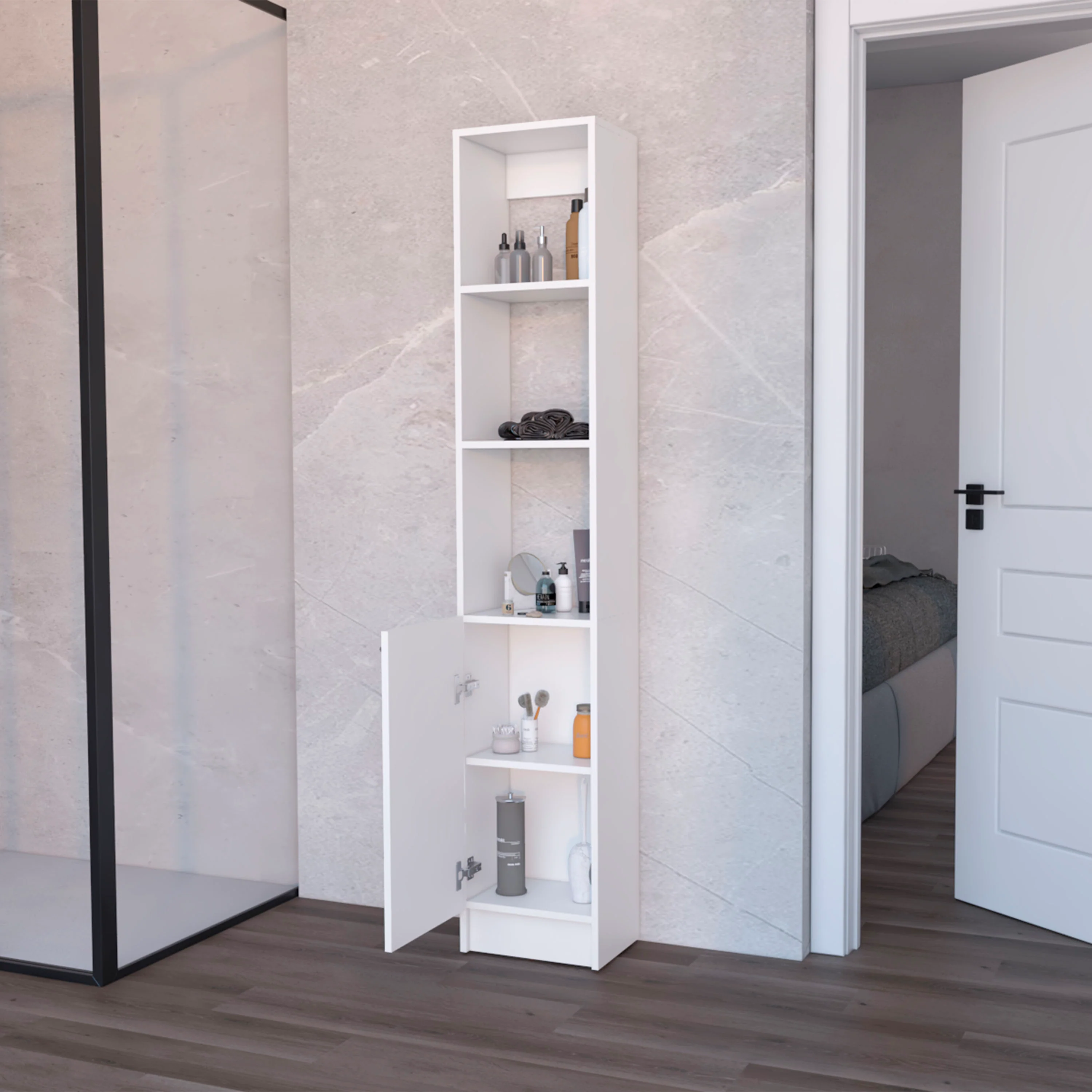 White Linen Cabinet with 1-Door