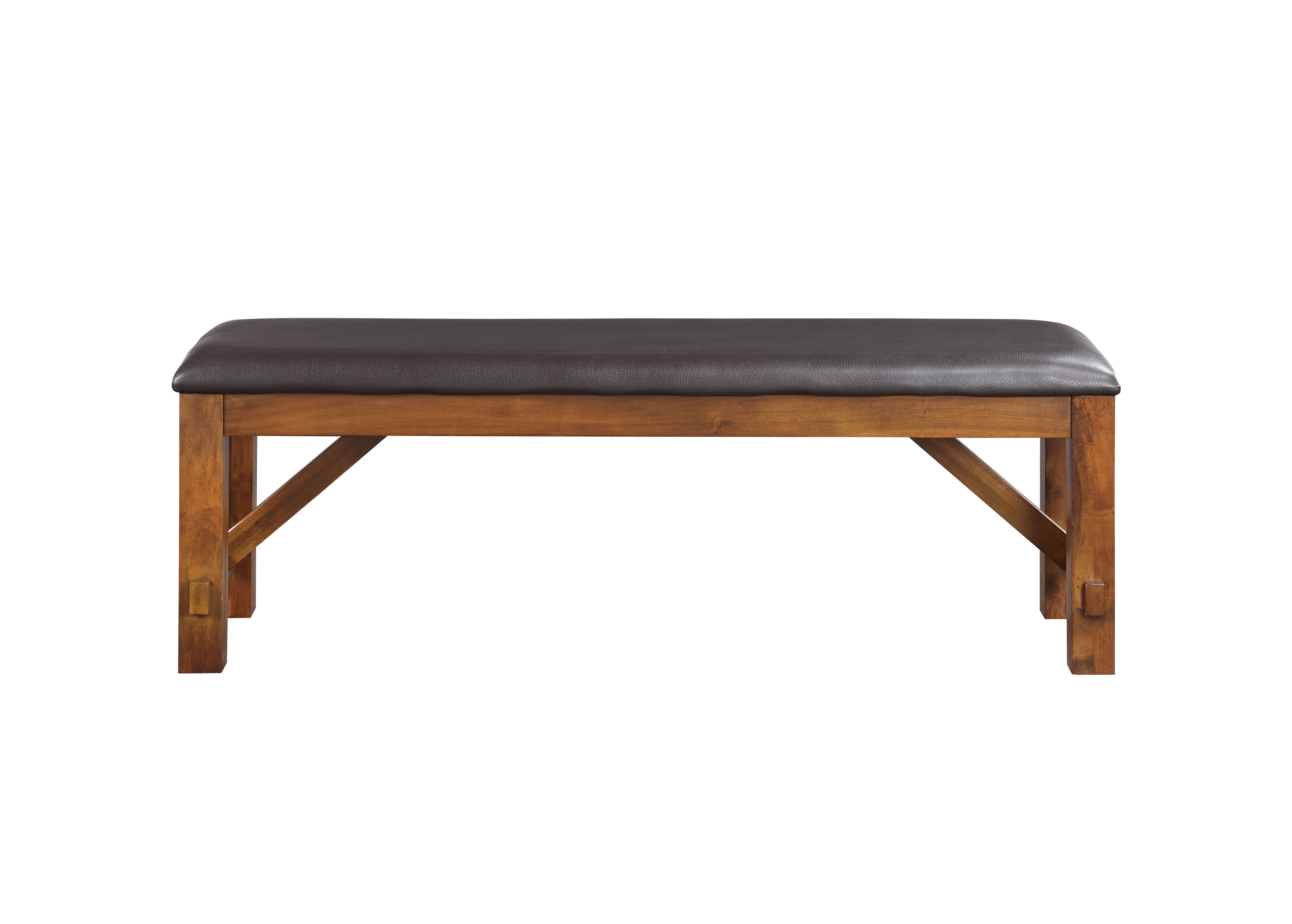 Espresso and Walnut Bench with Padded Seat