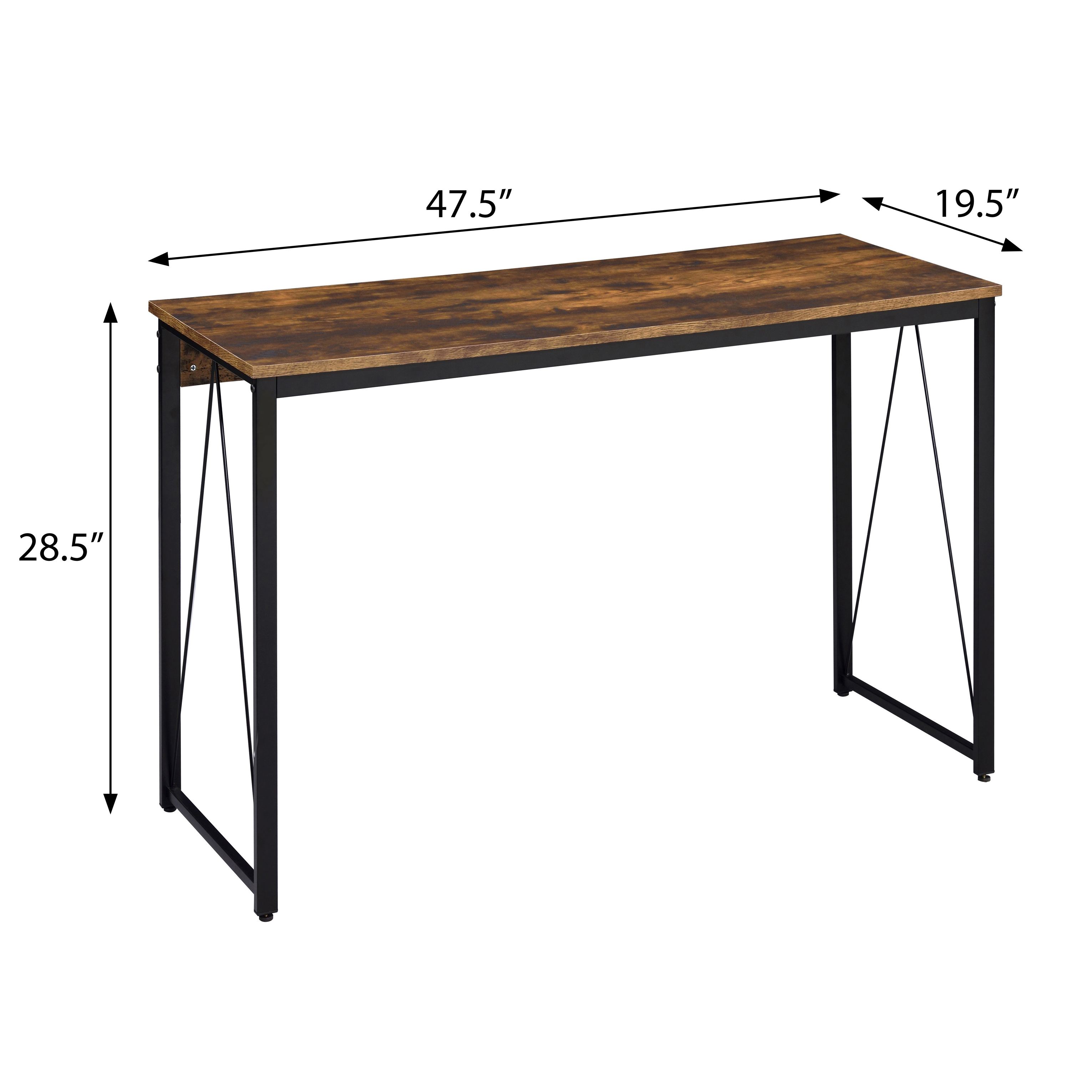 Weathered Oak and Black 47.5" Writing Desk with Metal Sled Base