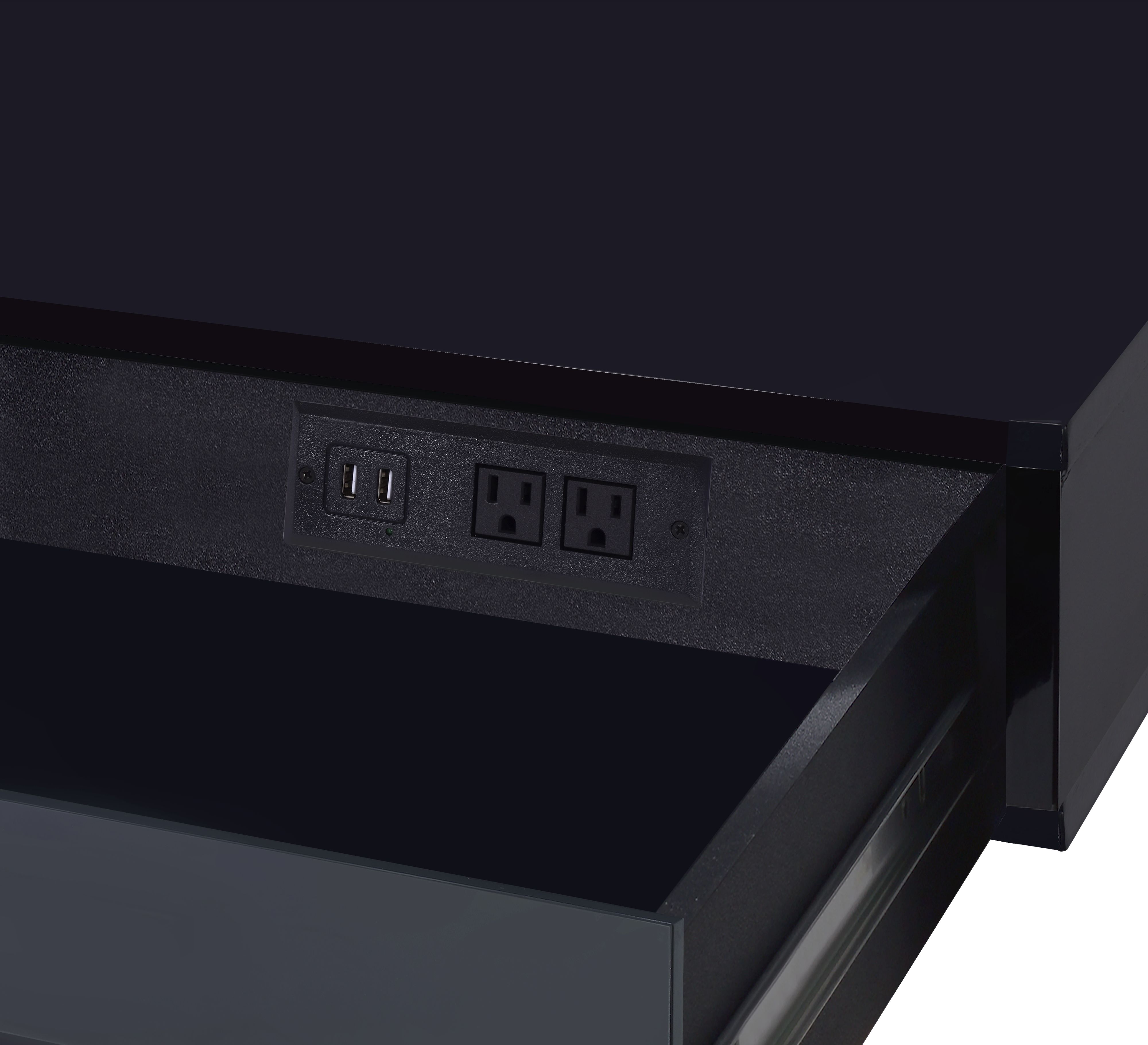 Black High Gloss and Chrome Writing Desk with USB Port