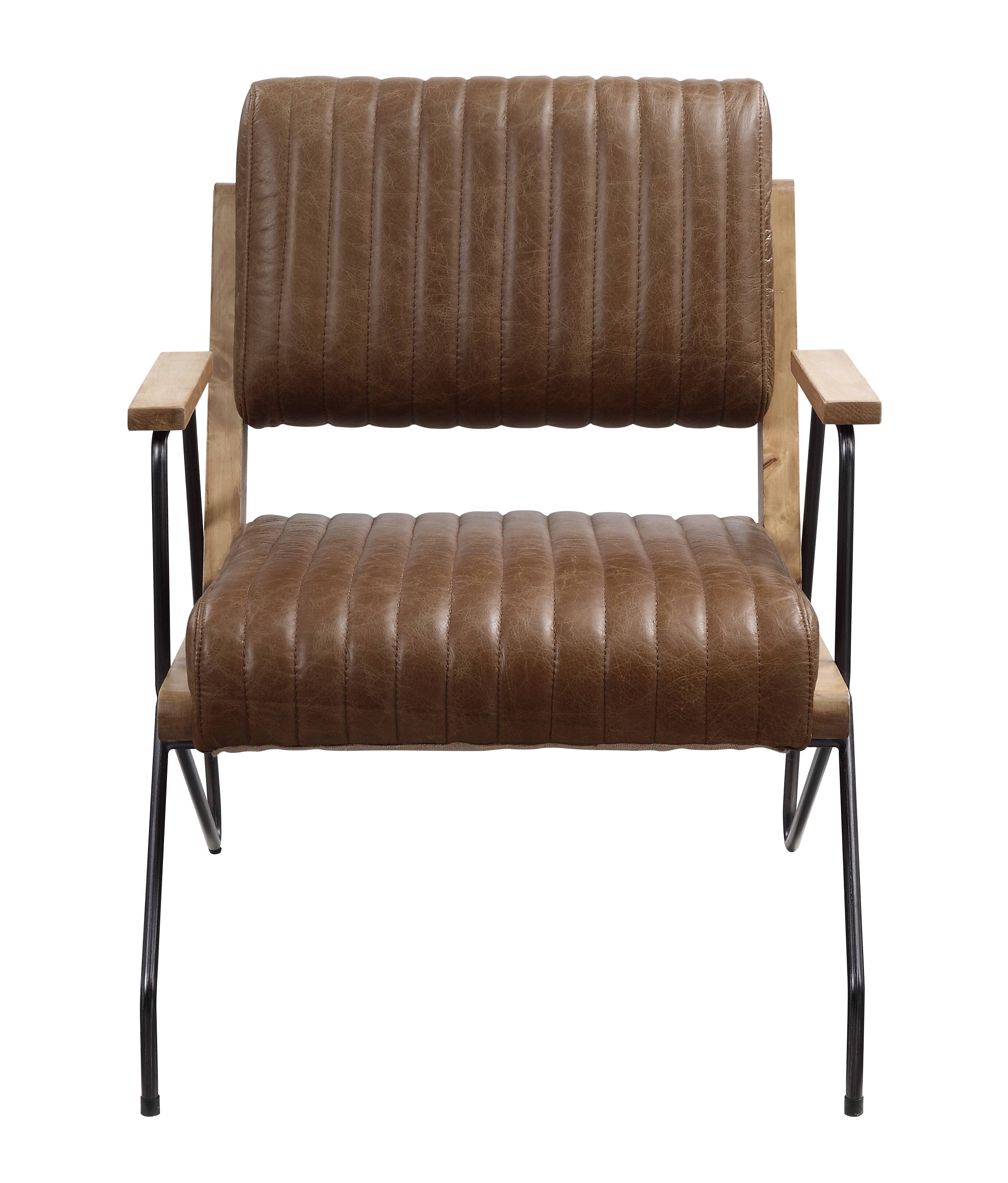 Cocoa and Matt Iron Accent Chair with Metal Leg