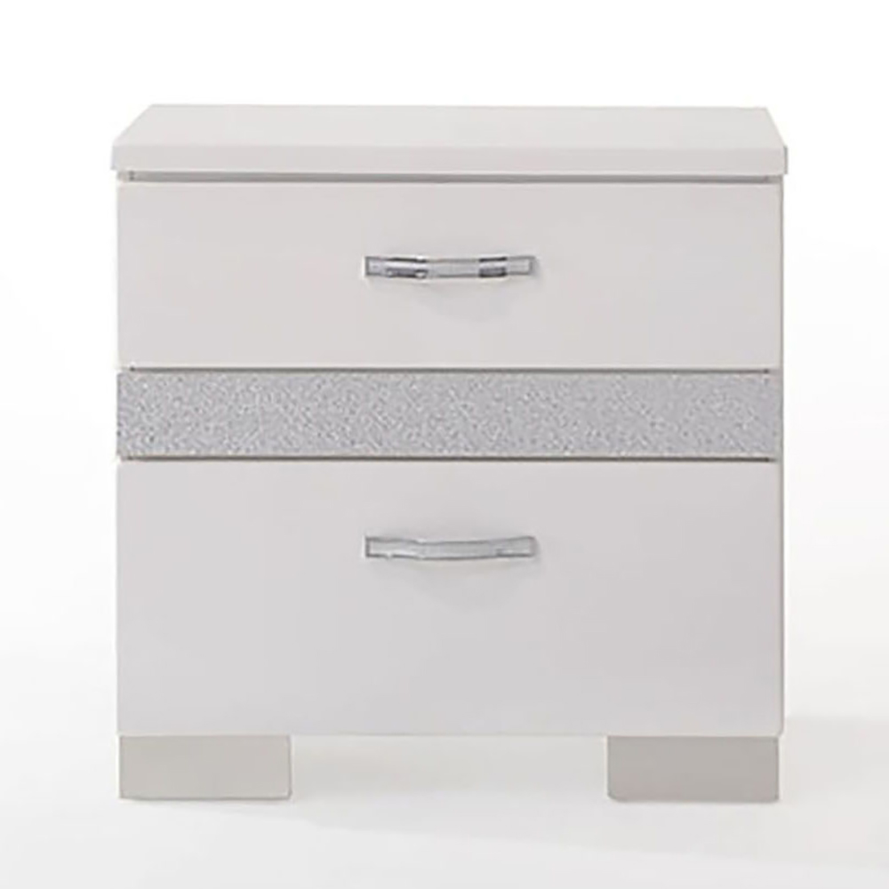 White High Gloss 3-Drawer Nightstand