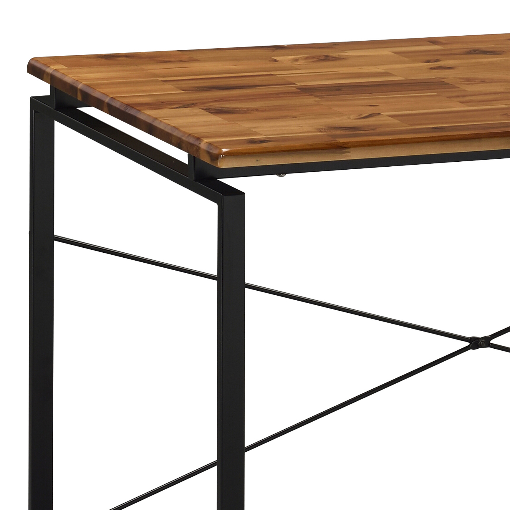 Oak and Black Writing Desk with Metal Sled Base