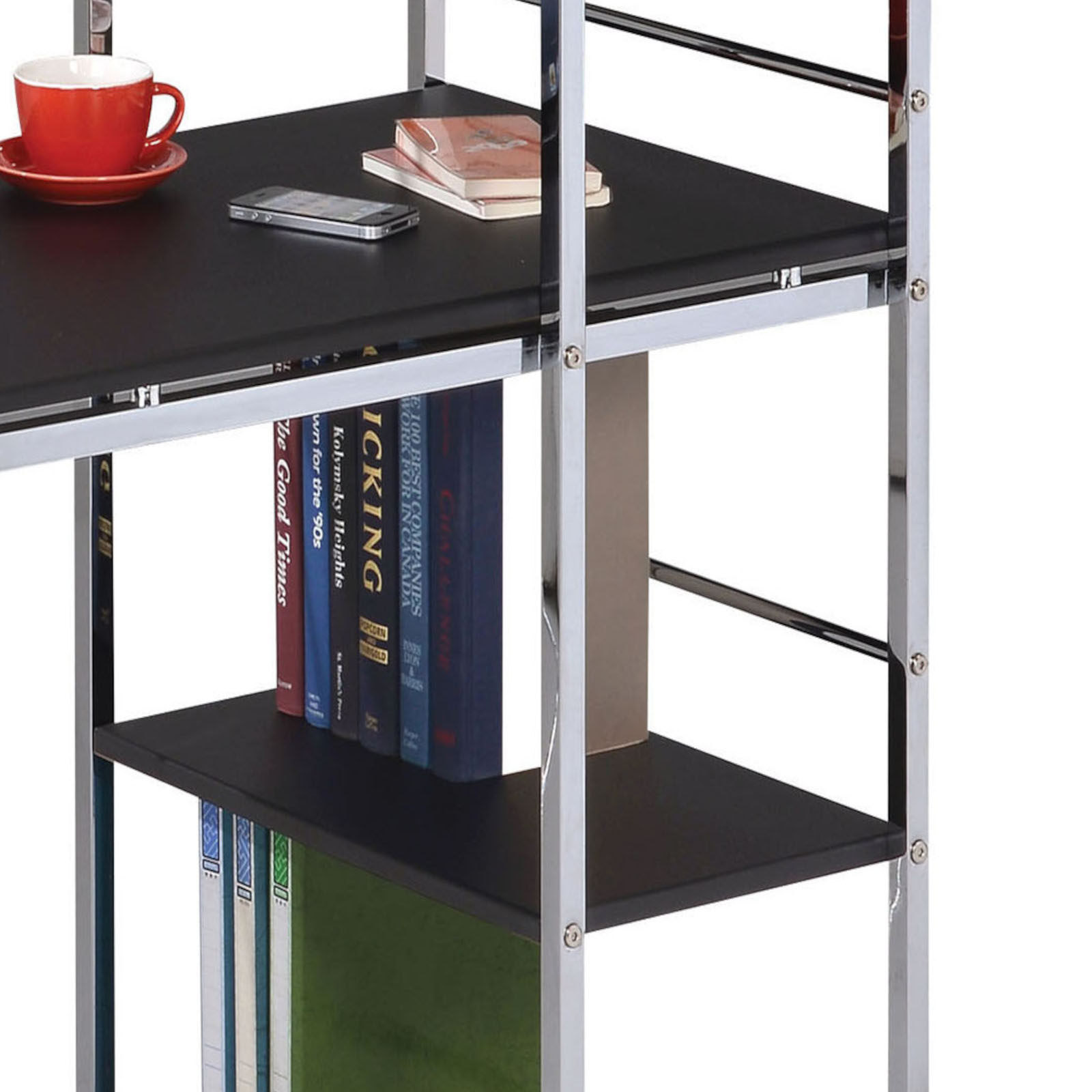 Black and Chrome Writing Desk with Shelf