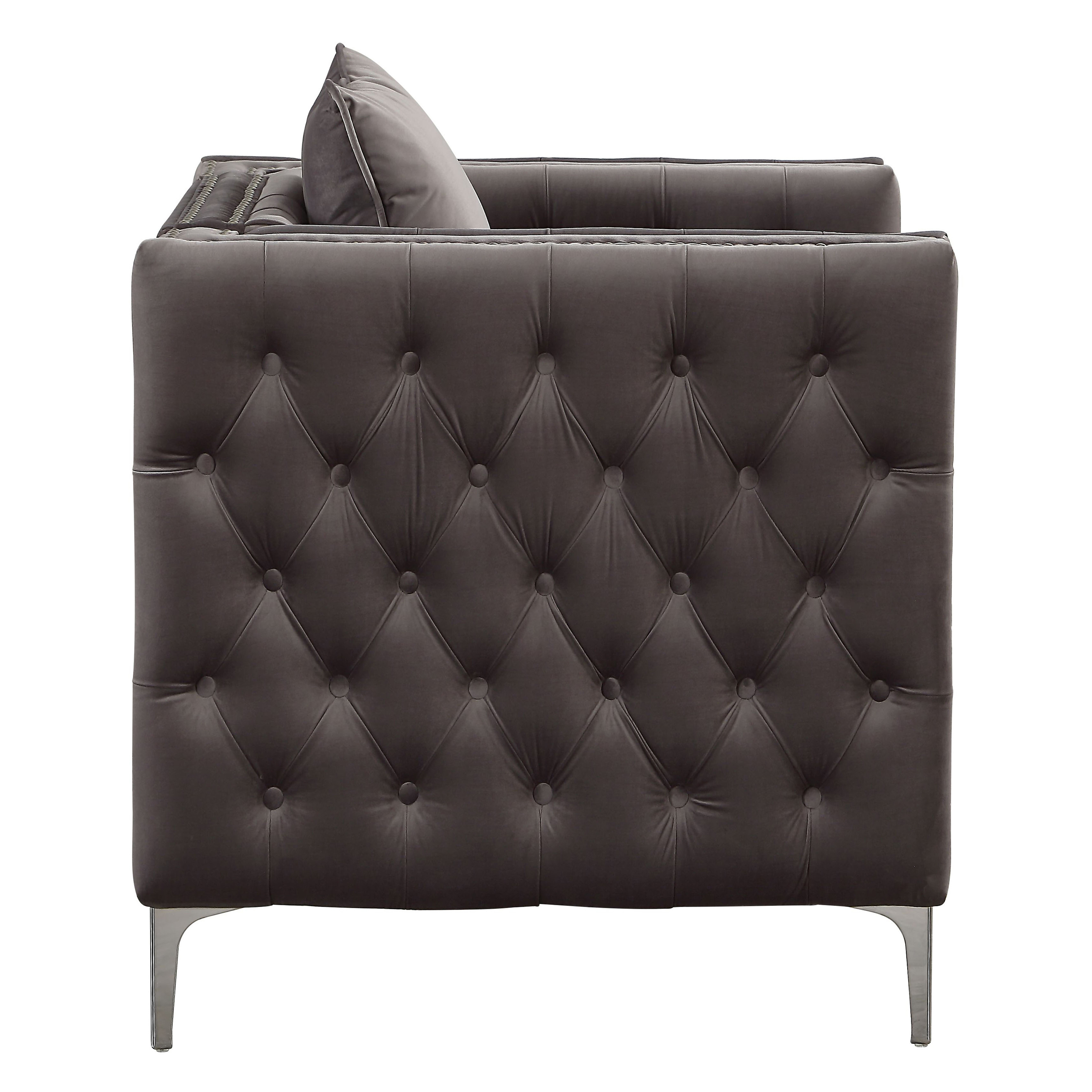 Dark Grey Tufted Pillow Back Accent Chair