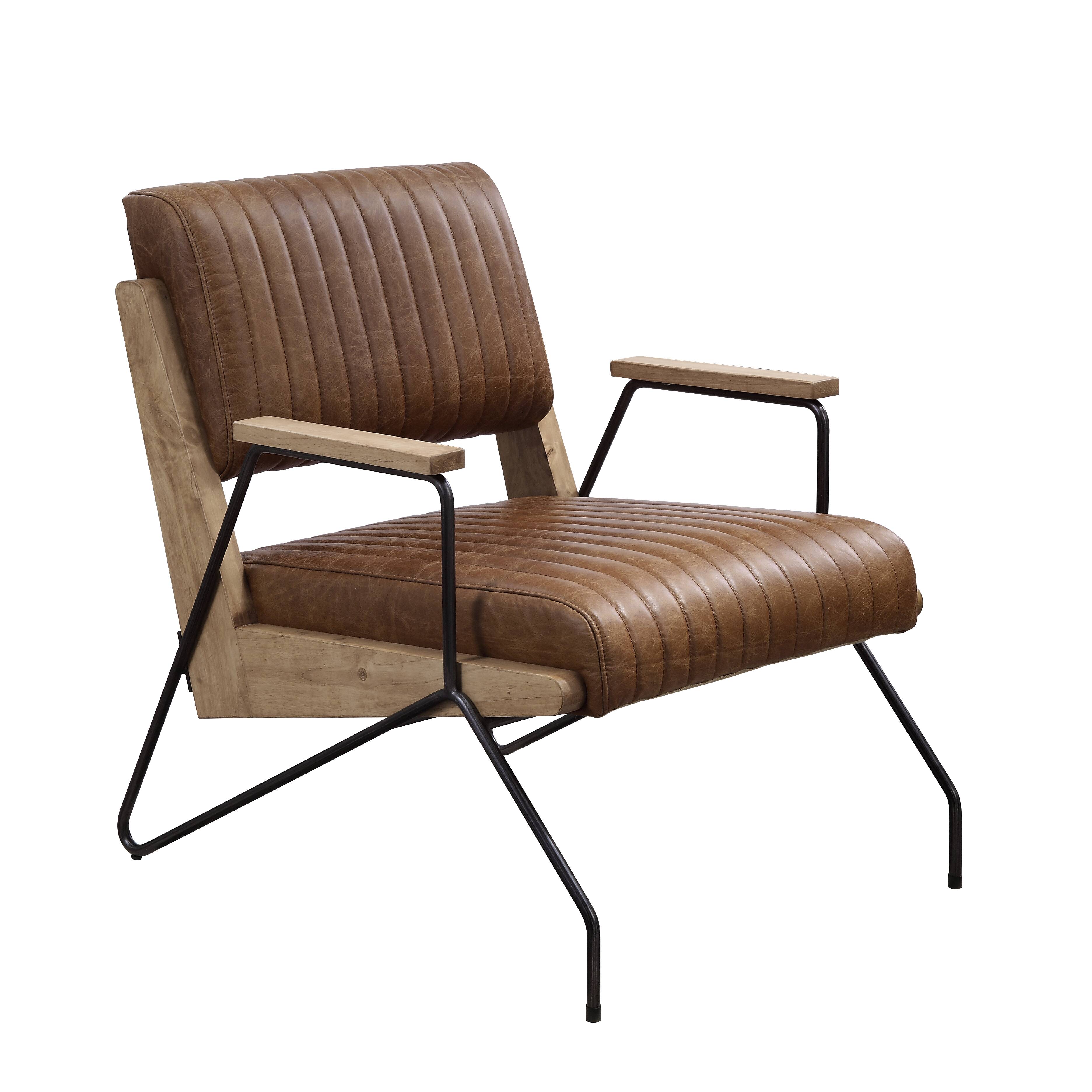 Cocoa and Matt Iron Accent Chair with Metal Leg