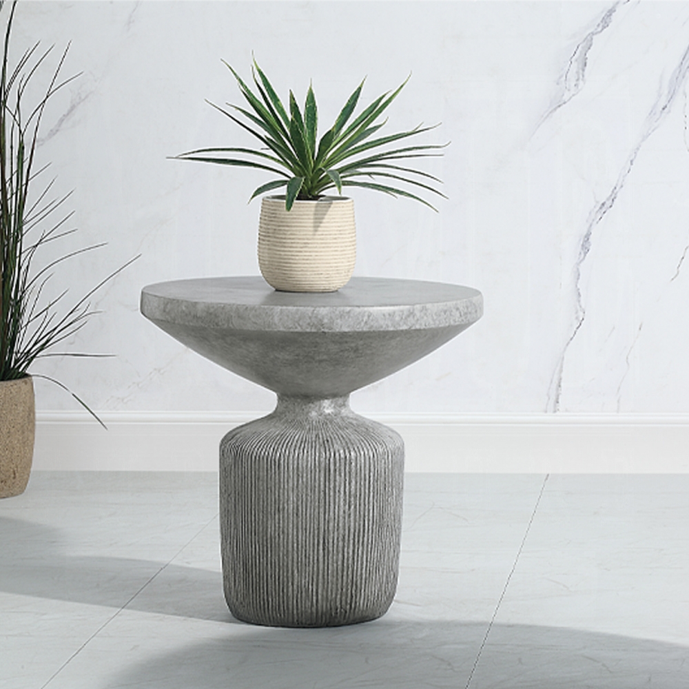 Weathered Grey End Table with Pedestal