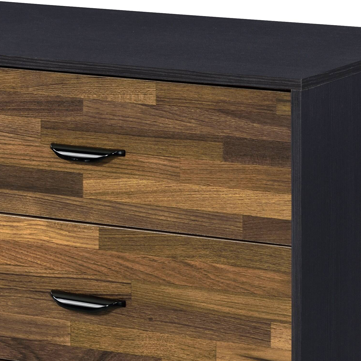 Walnut and Black 6-Drawer Dresser