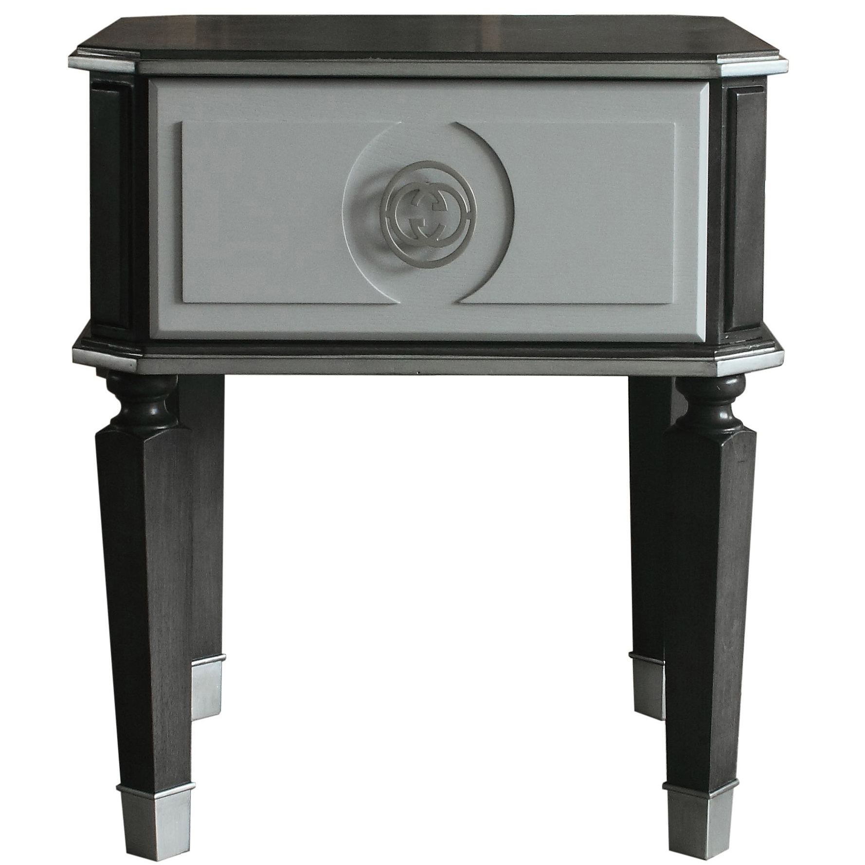 Charcoal and Light Grey End Table with 1 Drawer