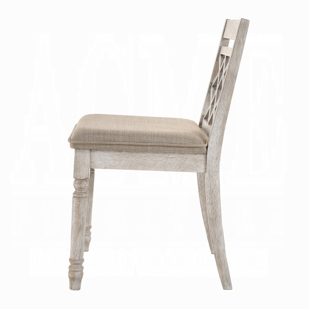 Tan and Antique White Padded Side Chair (Set of 2)