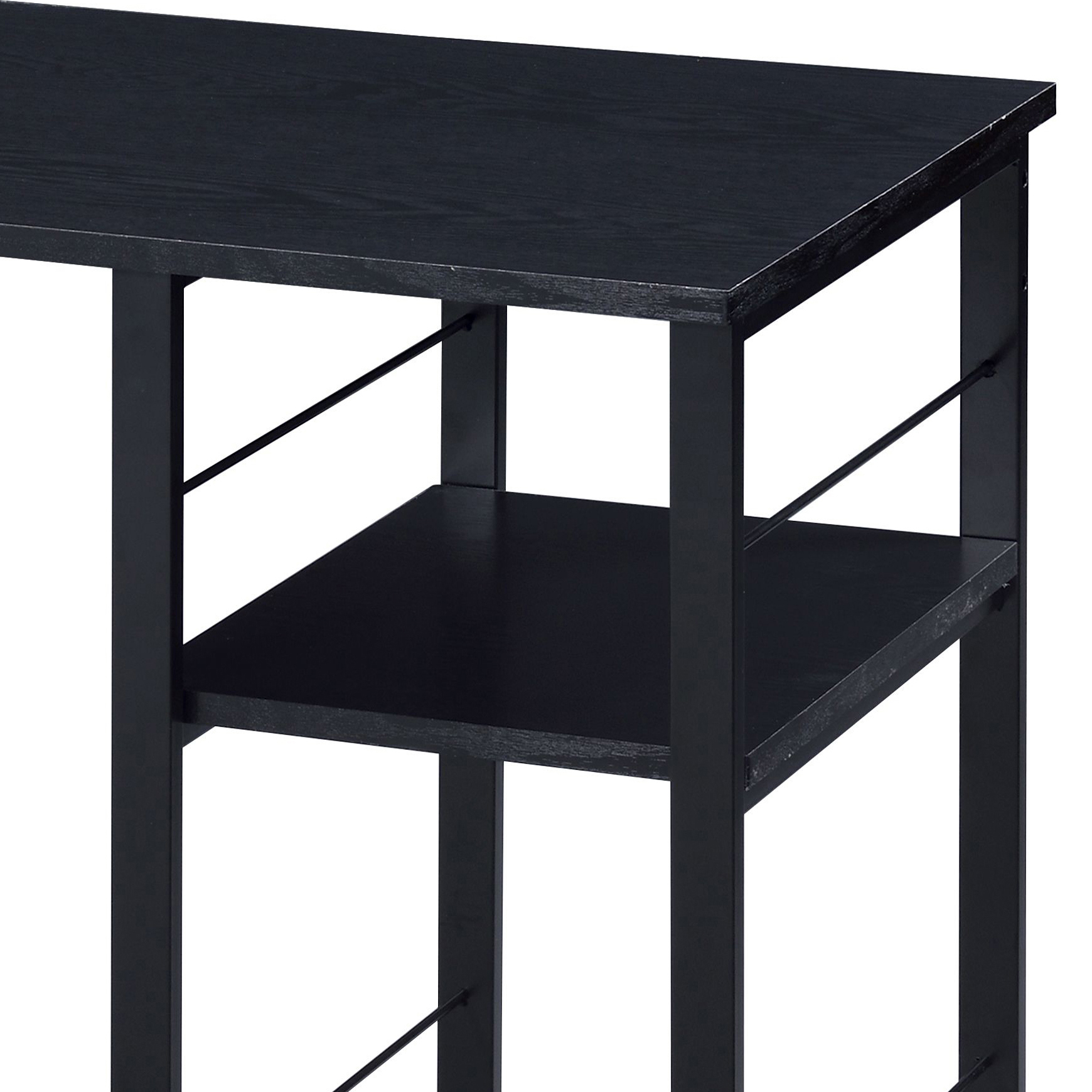 Black 2-Shelf Rectangular Writing Desk