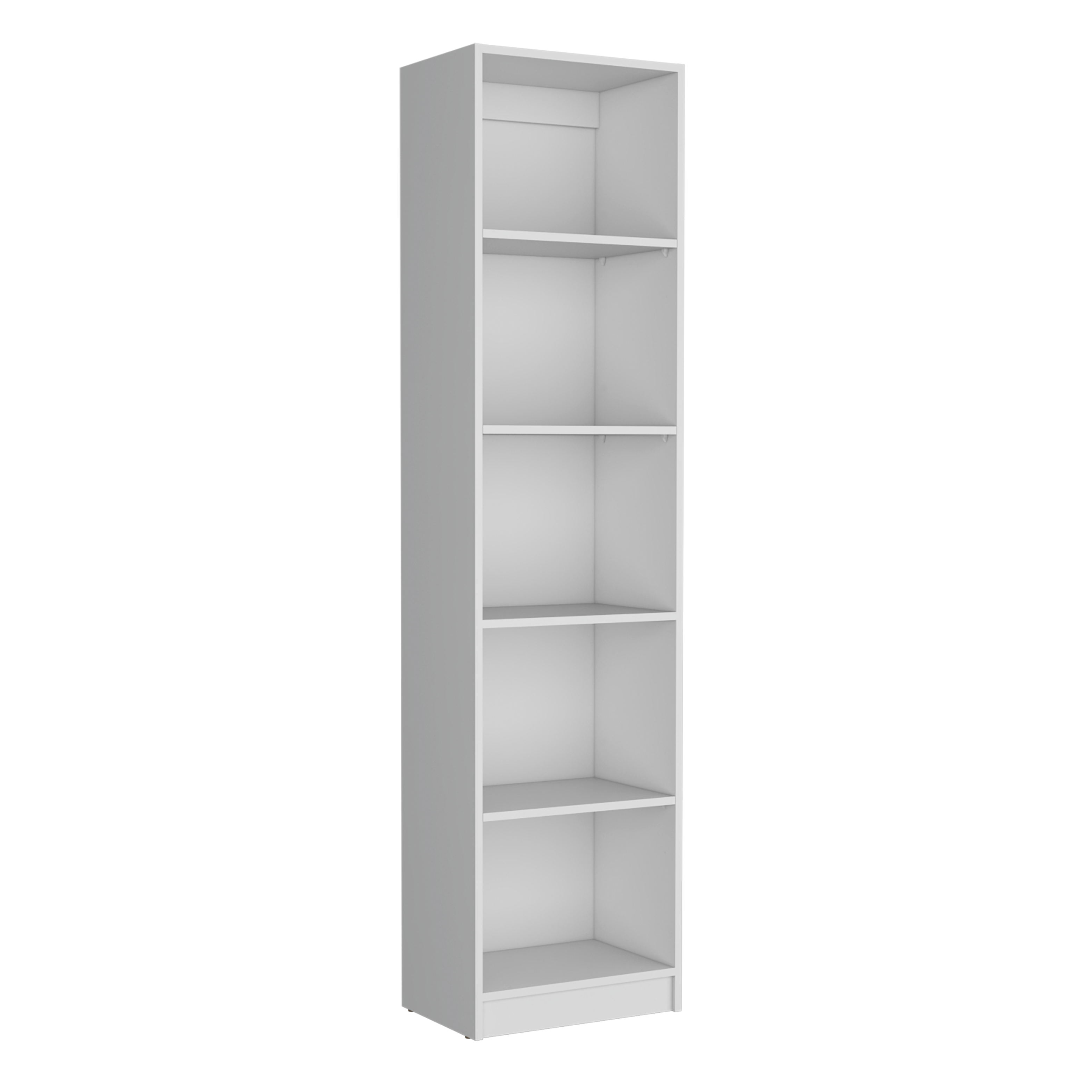 White 5-Shelf Slim Bookcase