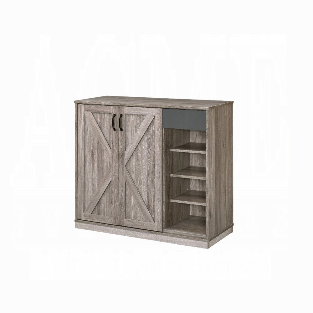 Rustic Grey Oak 4-Shelf Shoe Cabinet