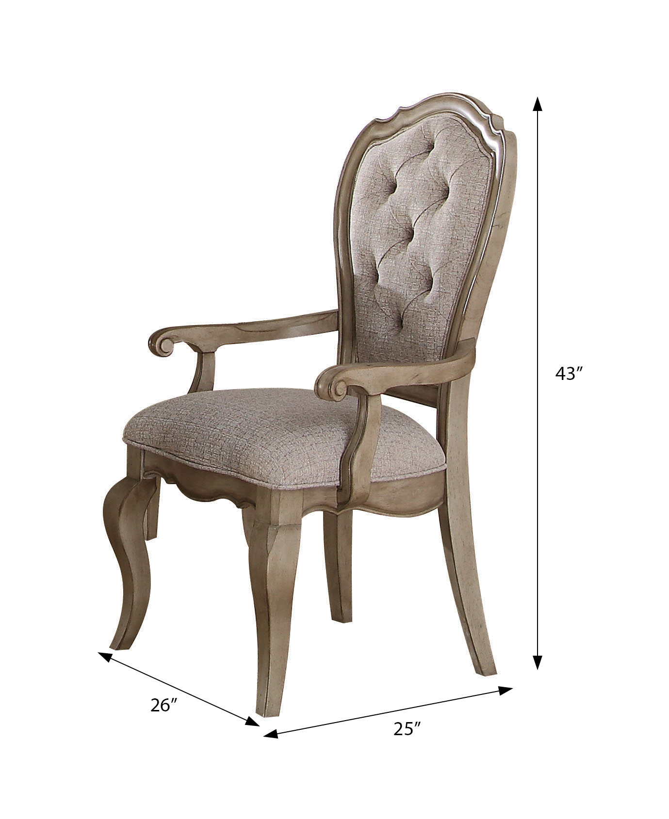 Beige and Antique Taupe Arm Chair with Button Tufted (Set of 2)