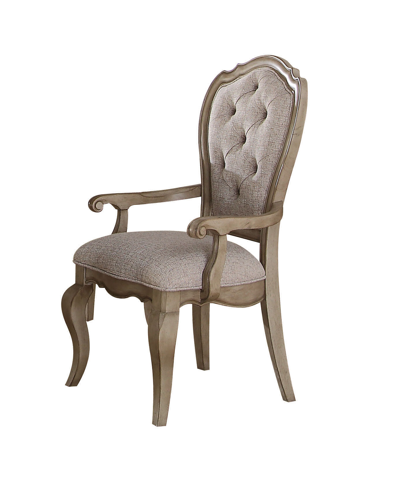 Beige and Antique Taupe Arm Chair with Button Tufted (Set of 2)