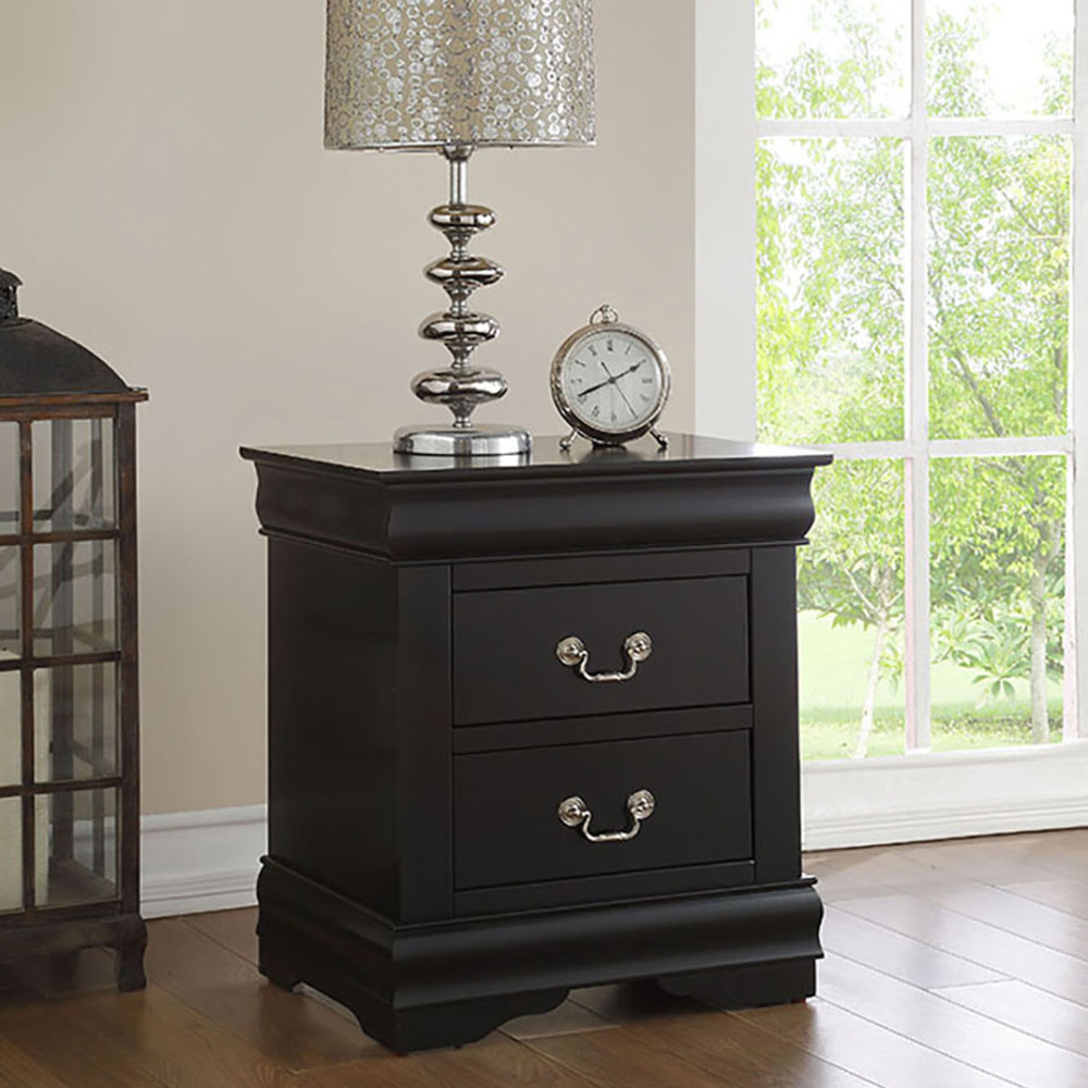 Black 2-drawer Nightstand