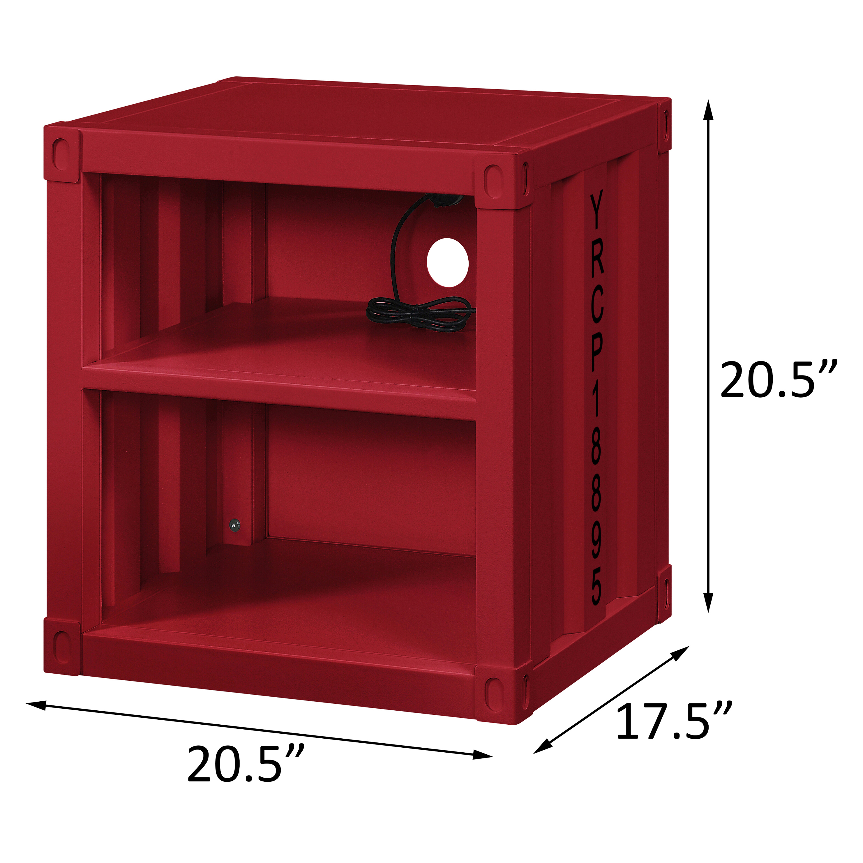 Red Nightstand with Open Shelf