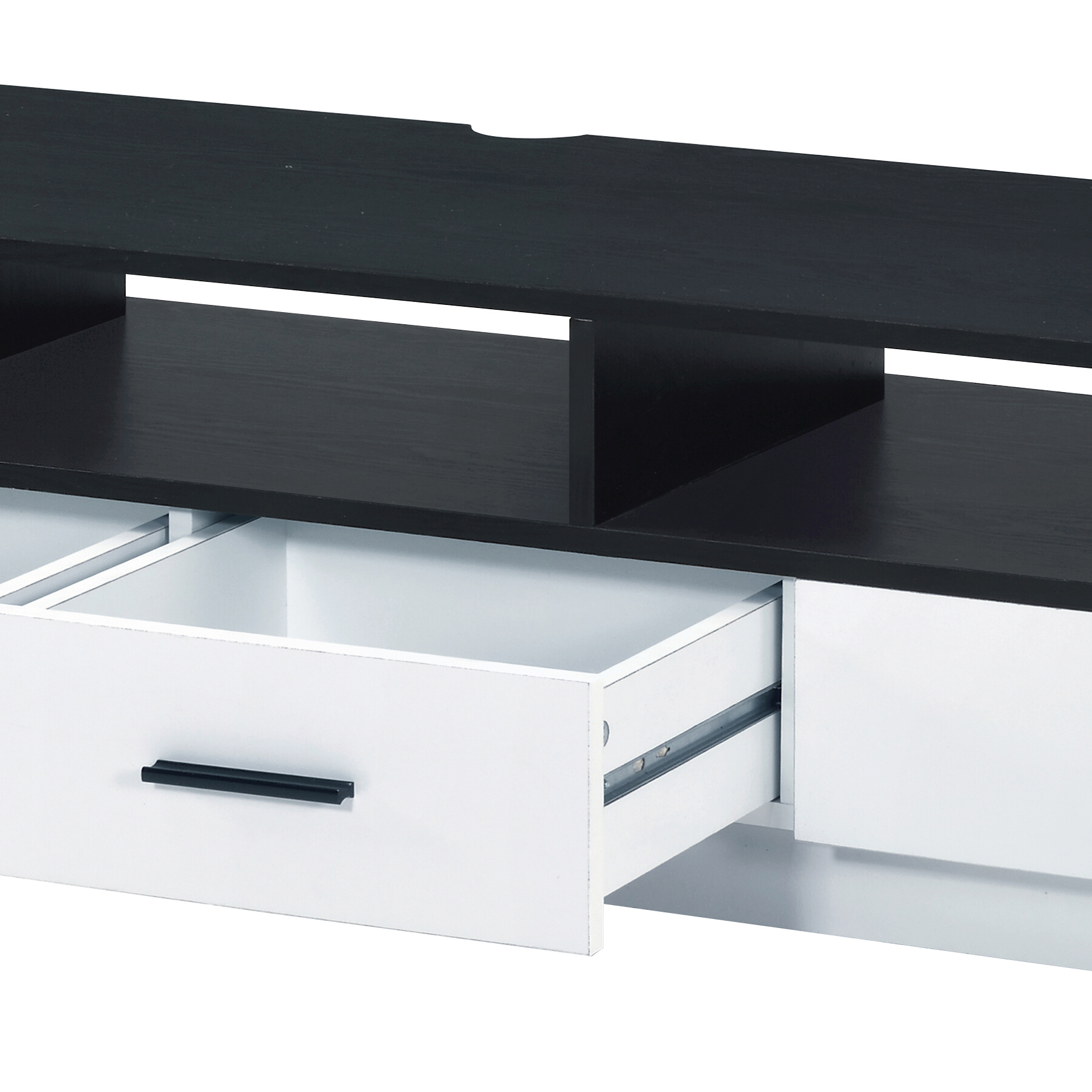 White and Black 2-Drawer TV Stand