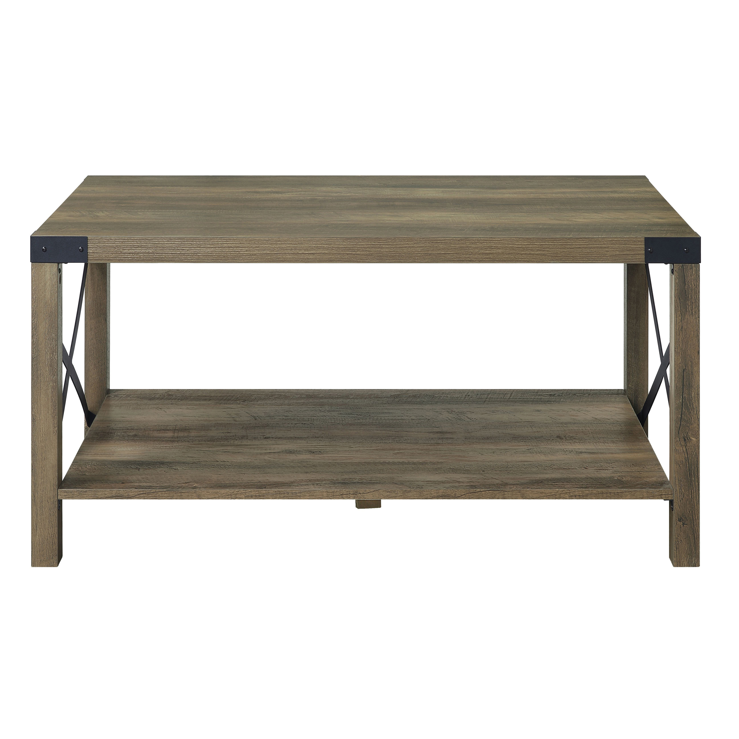 Rustic Oak Coffee Table with Bottom Shelf