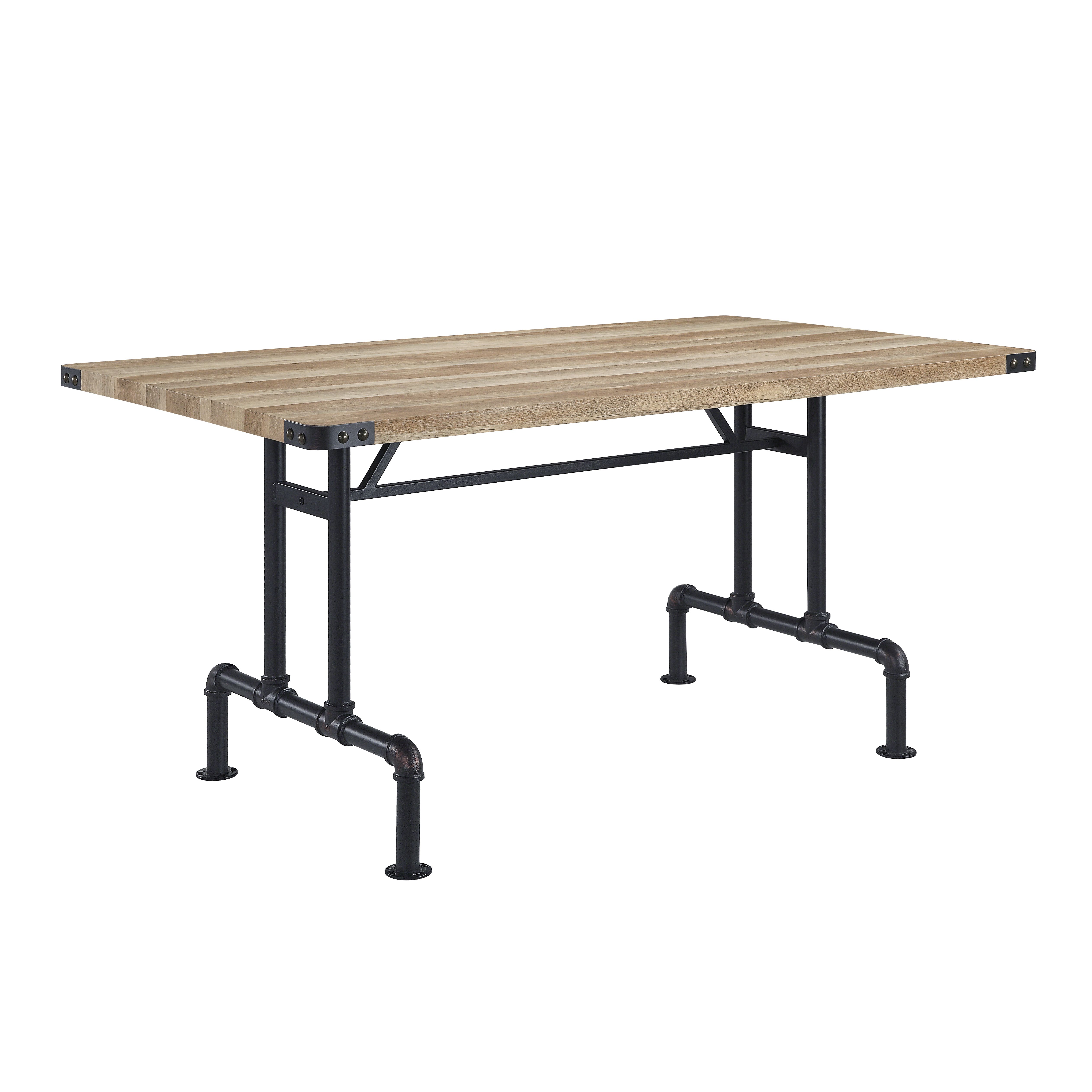 Oak and Sandy Black Dining Table with Metal Leg