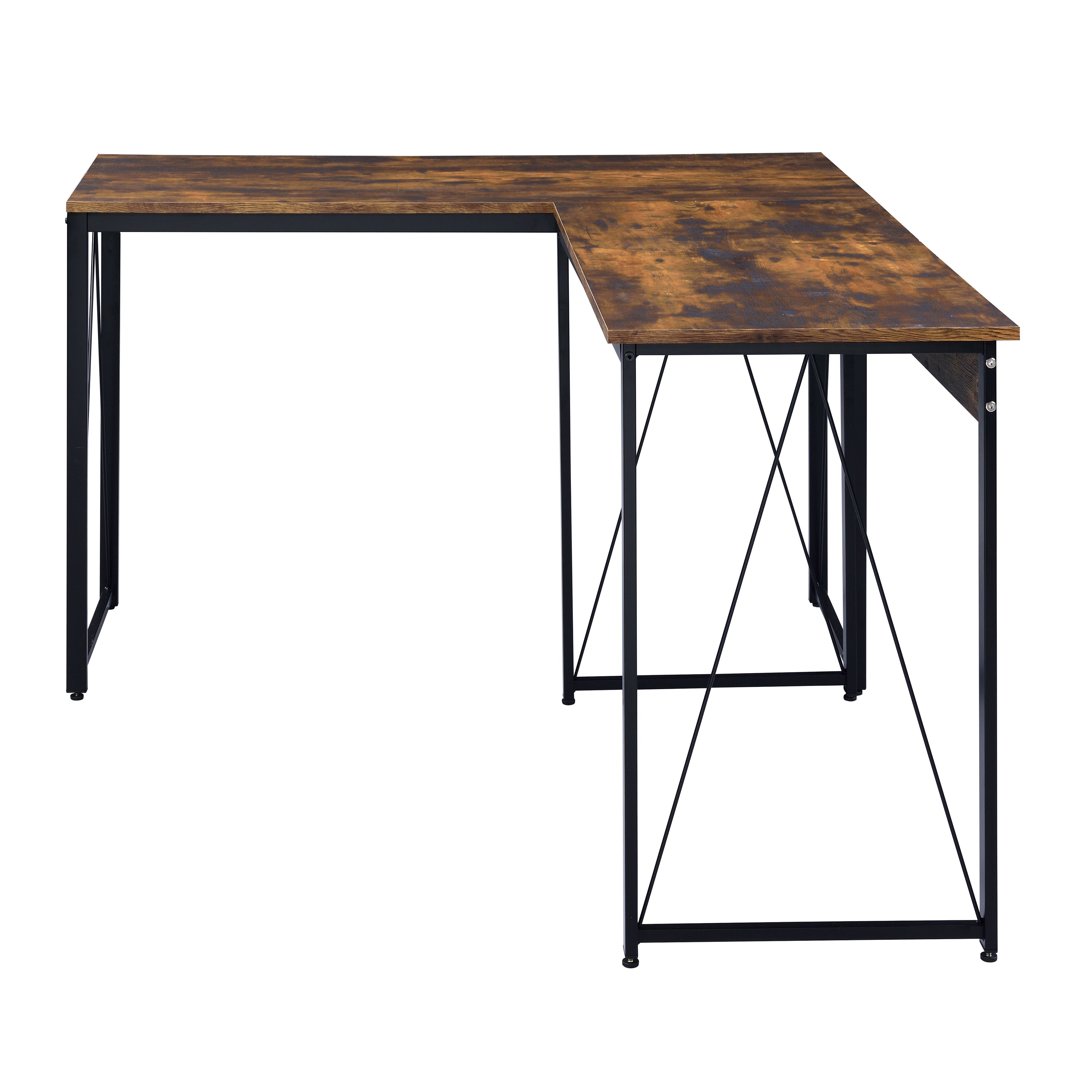 Weathered Oak and Black 47.5" Writing Desk with Metal Sled Base