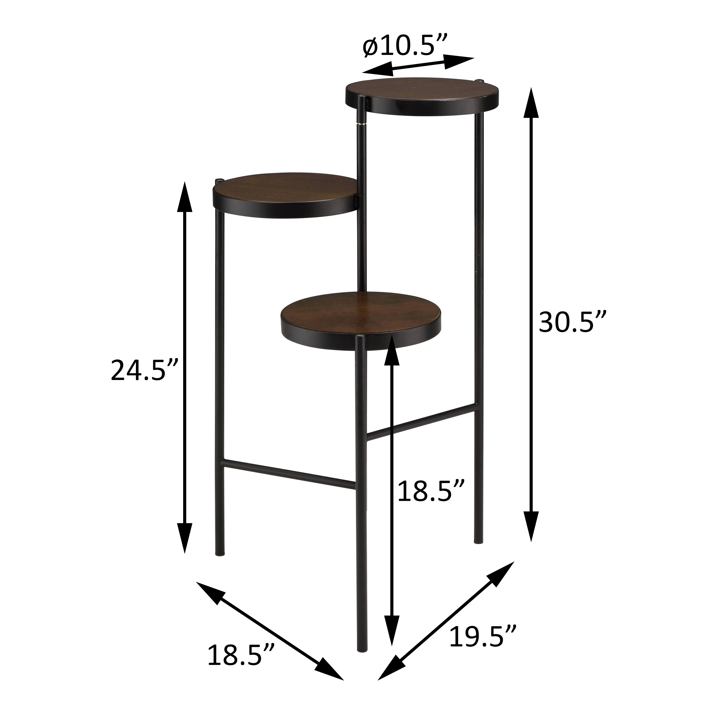 Black and Walnut 3-tier Foldable Plant Stand