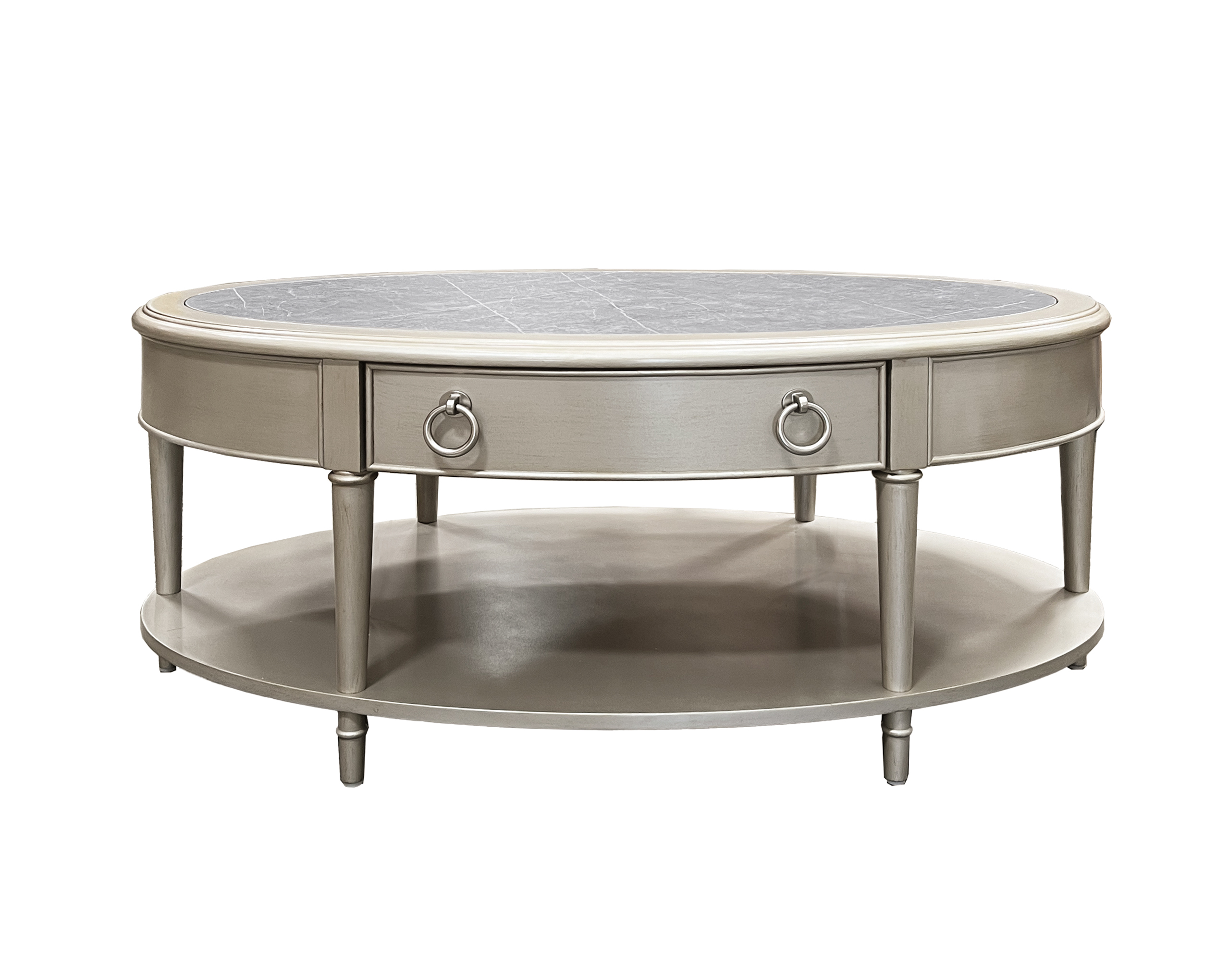 Sintered Stone and Champagne 1-Shelf Coffee Table