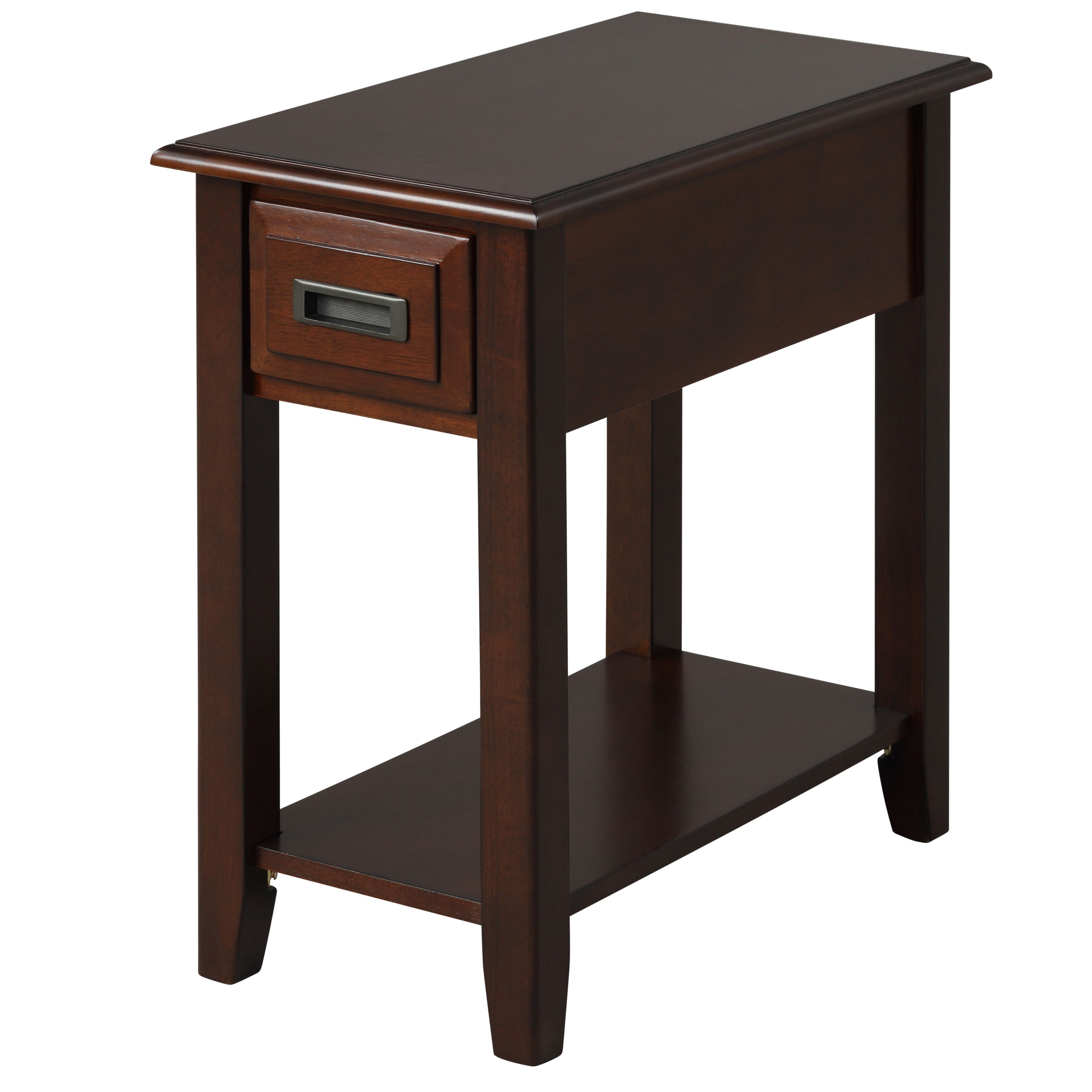 Dark Cherry 1-Drawer Accent Table with Shelf