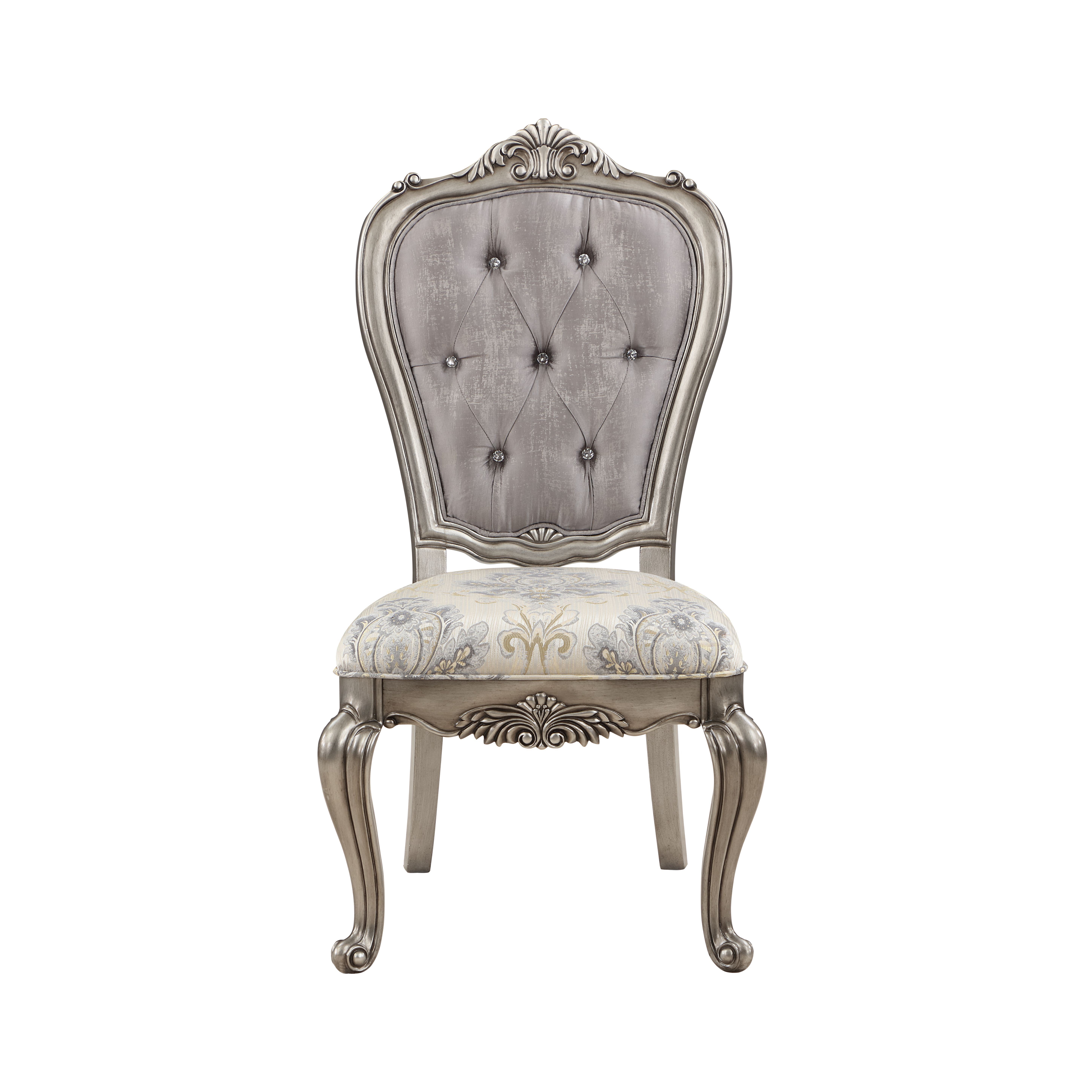 Beige and Platinum Tufted Arm Chair (Set of 2)