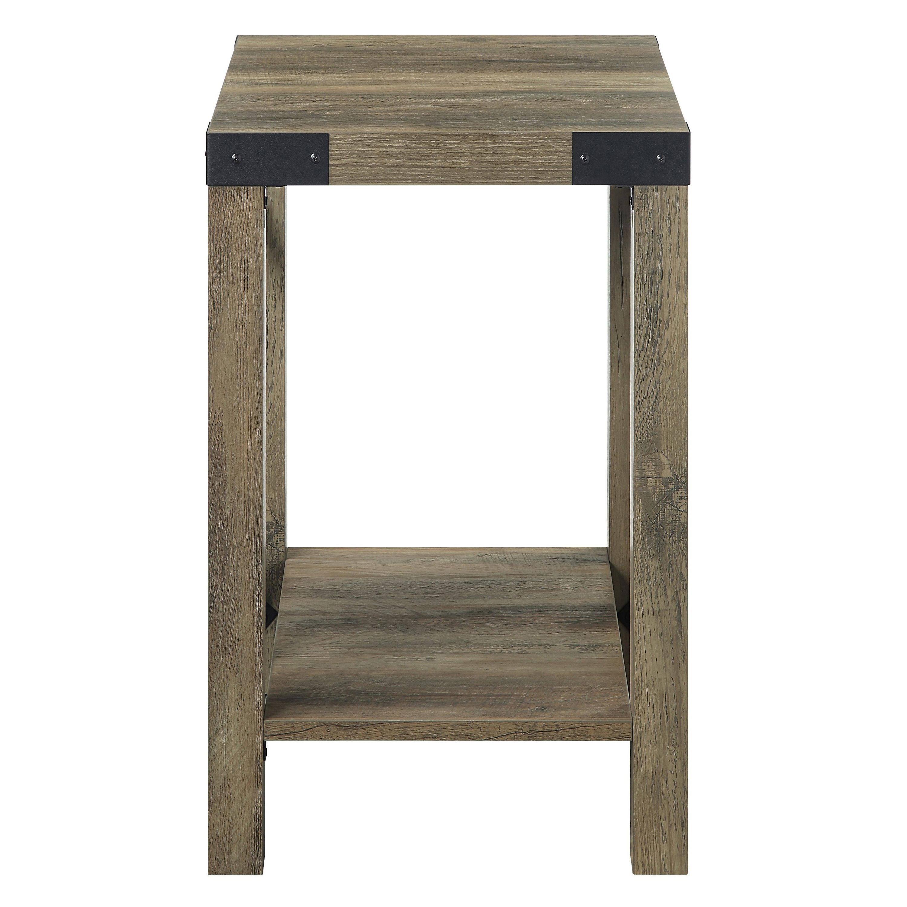 Rustic Oak End Table with Bottom Shelf